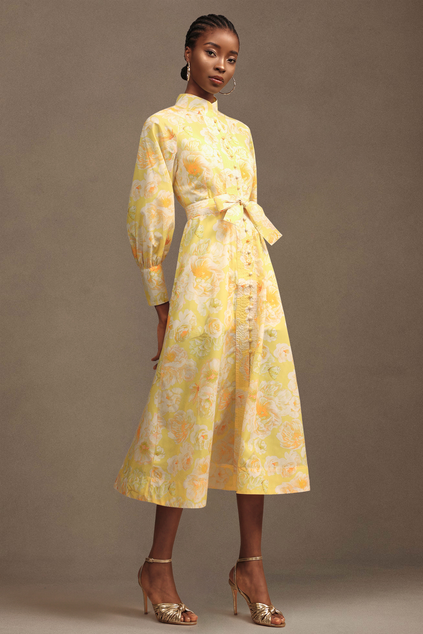 Lane Resort Flowy Long Sleeve Floral Printed Chiffon Maxi Dress