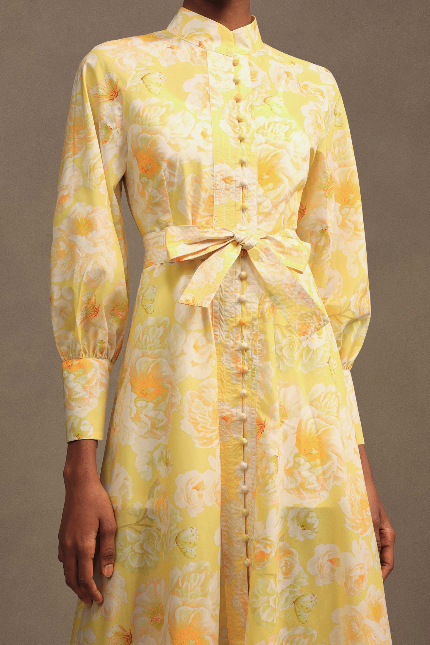 Lane Resort Flowy Long Sleeve Floral Printed Chiffon Maxi Dress