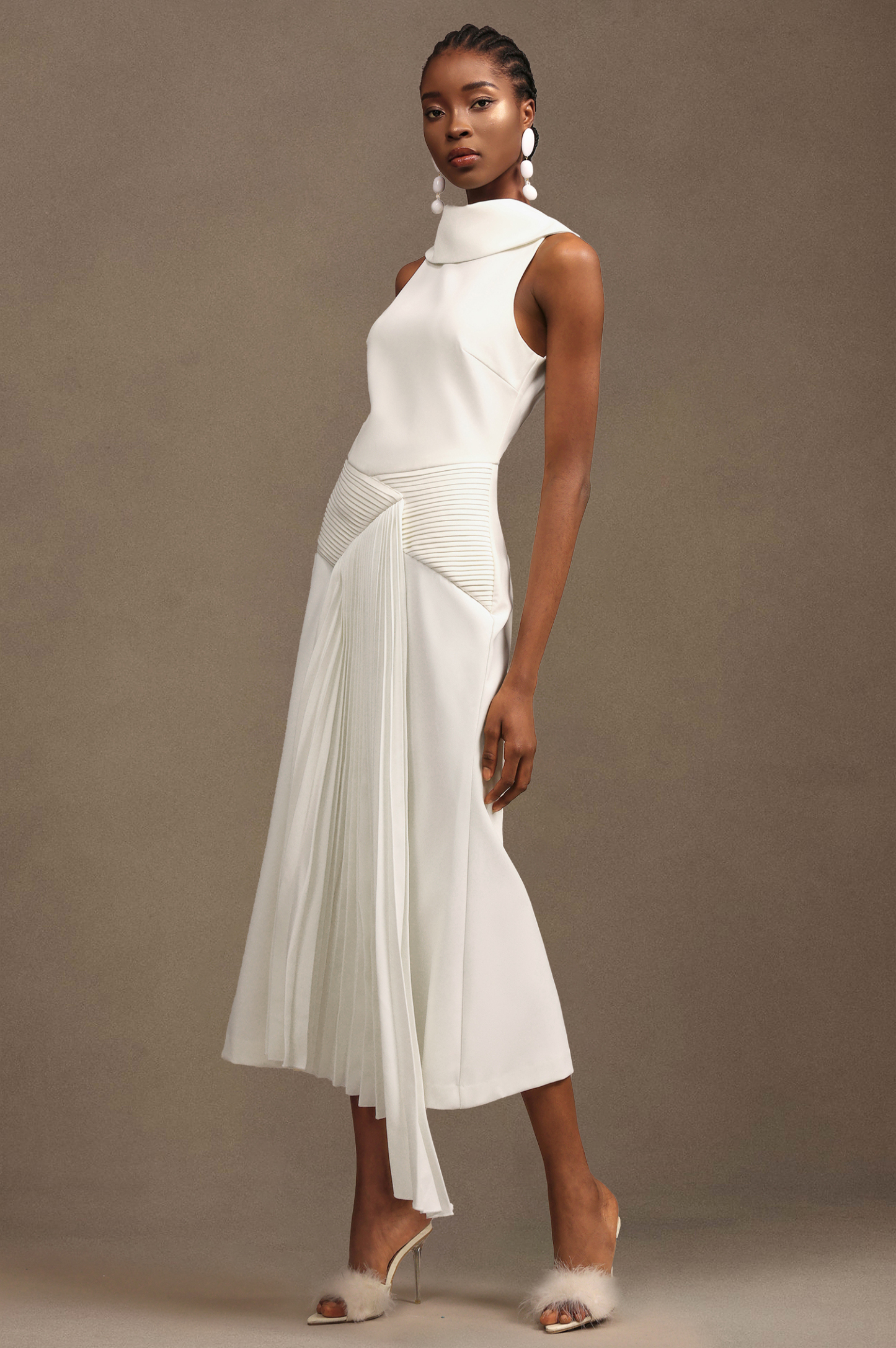 Jozie Sleevess Fold Fish Tail Maxi Dress