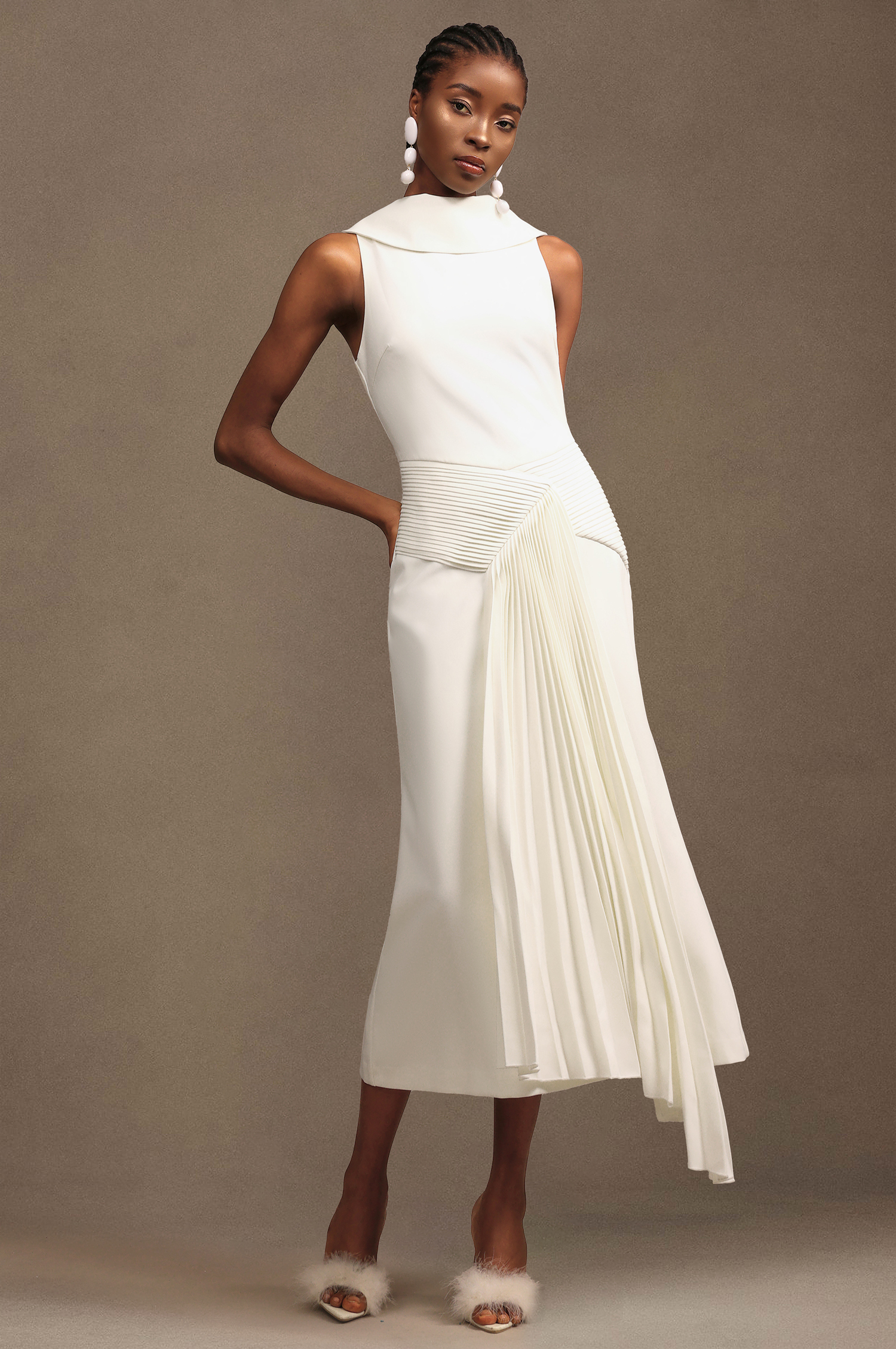 Jozie Sleevess Fold Fish Tail Maxi Dress