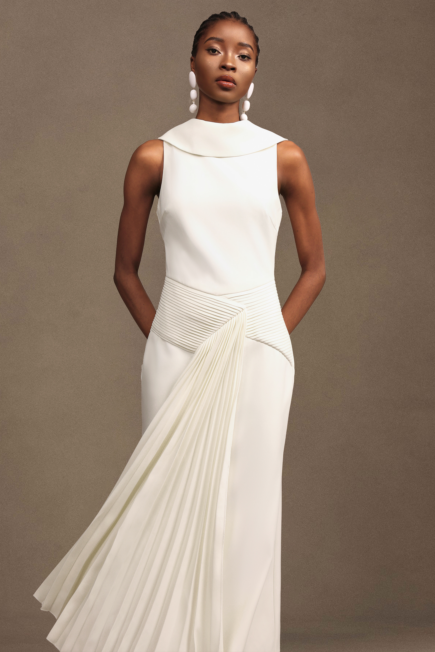 Jozie Sleevess Fold Fish Tail Maxi Dress