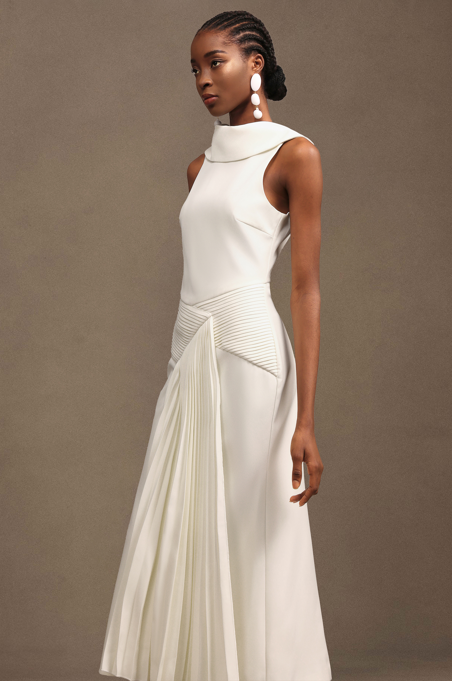 Jozie Sleevess Fold Fish Tail Maxi Dress