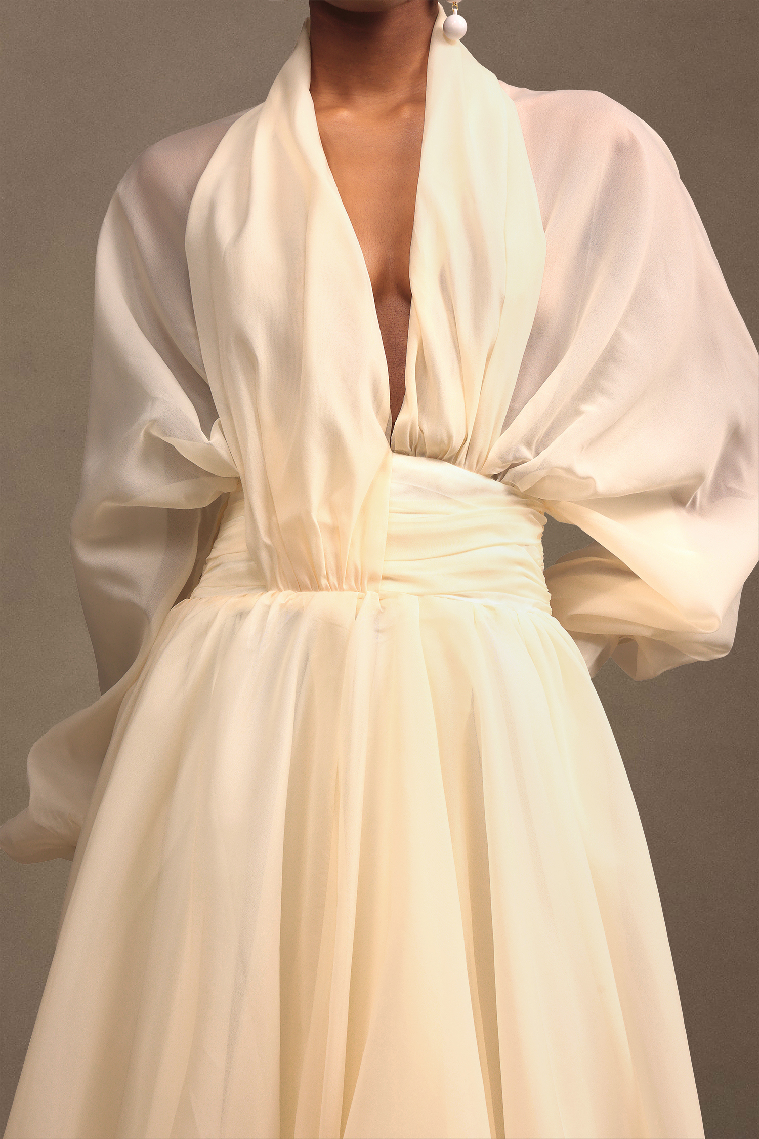 Diann Resort Flowy Long Sleeve Organza Maxi Dress