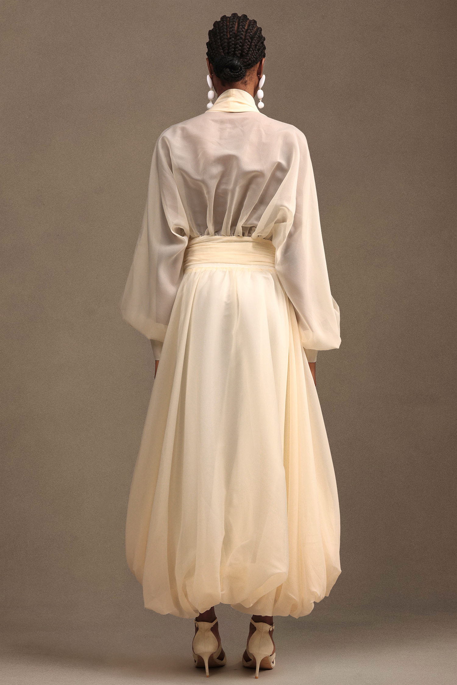 Diann Resort Flowy Long Sleeve Organza Maxi Dress