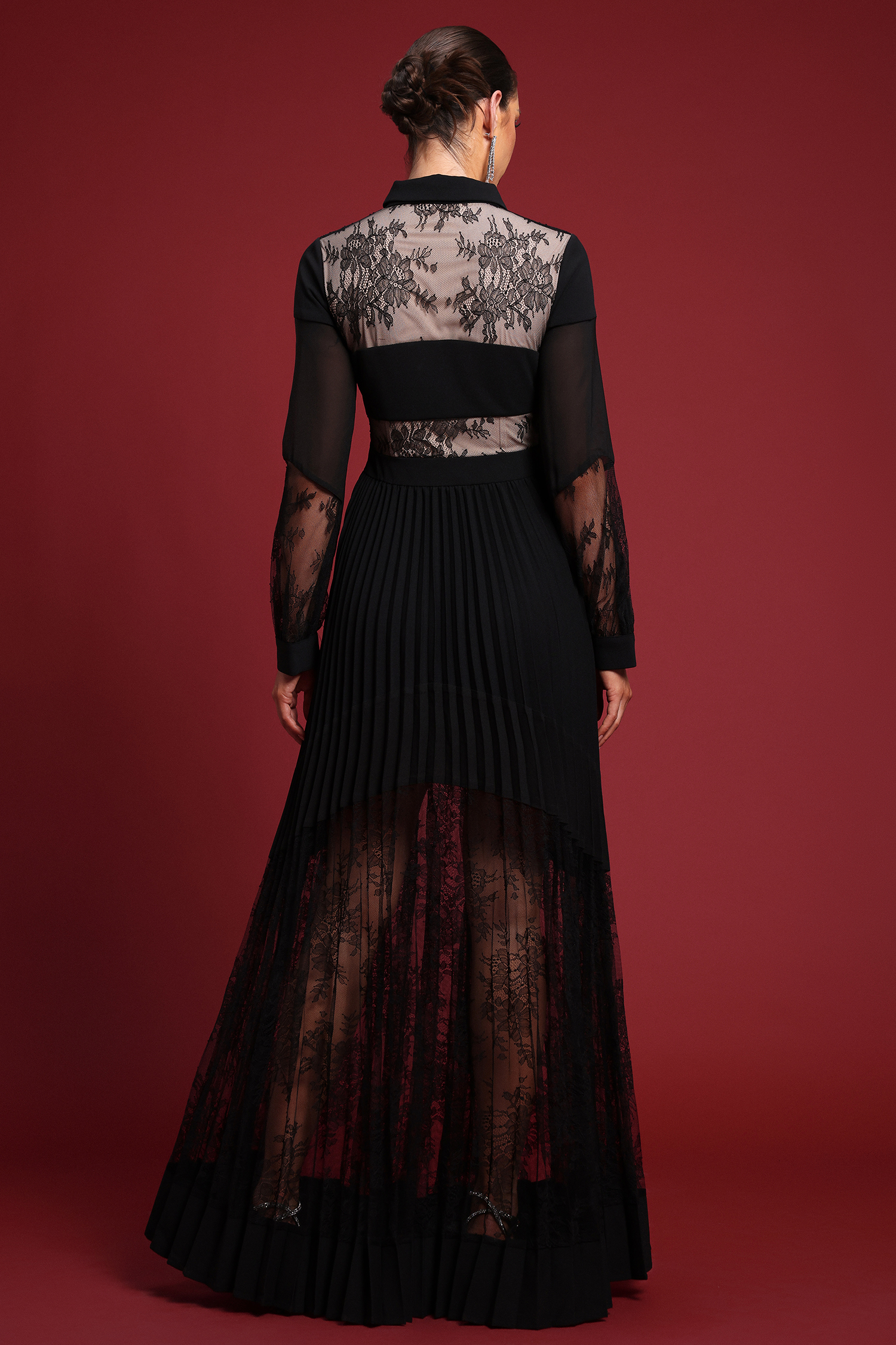 Ellyson Romantic Flowy Long Sleeve Cut out Lace Maxi Dress