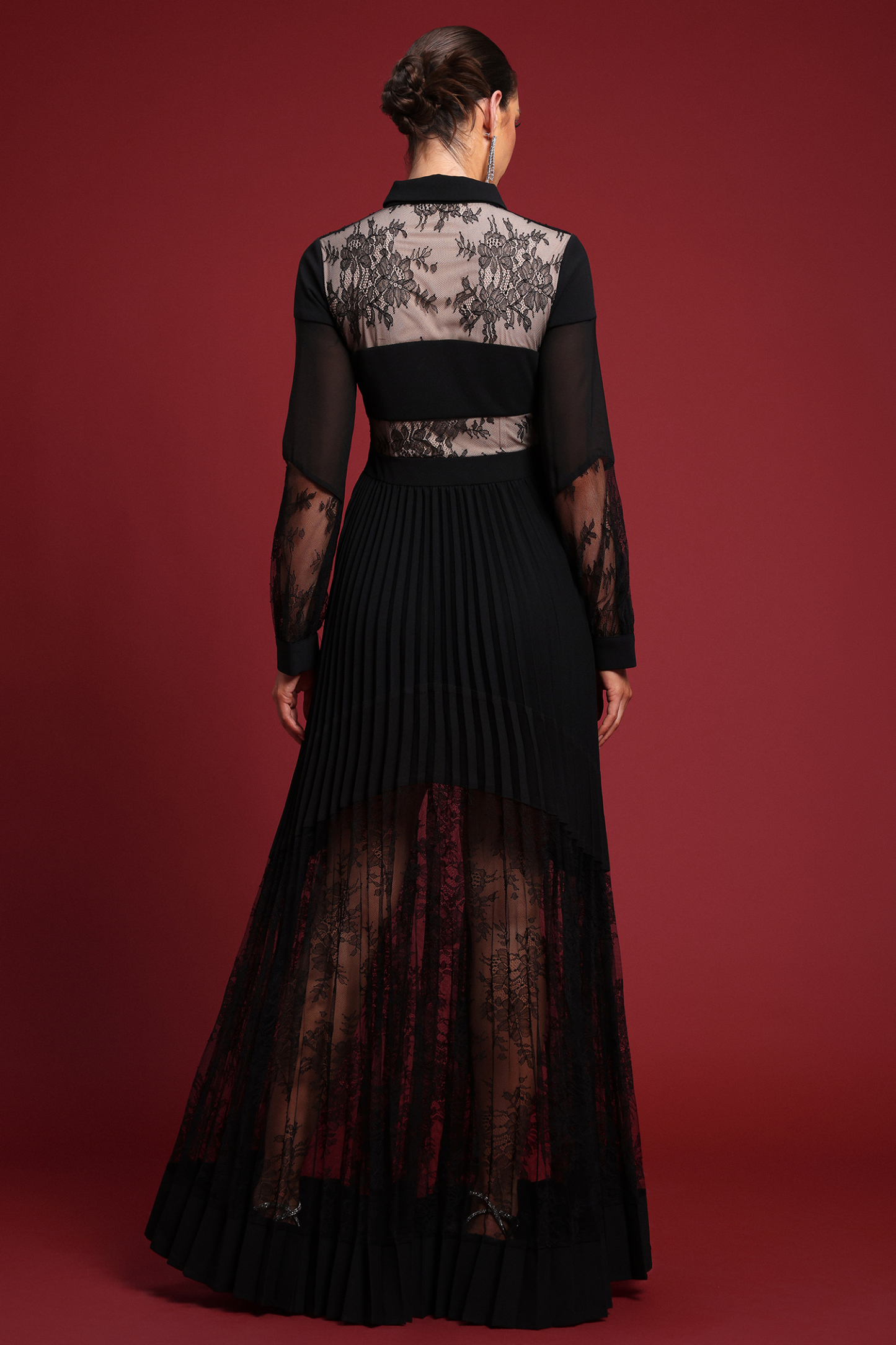 Ellyson Romantic Flowy Long Sleeve Cut out Lace Maxi Dress