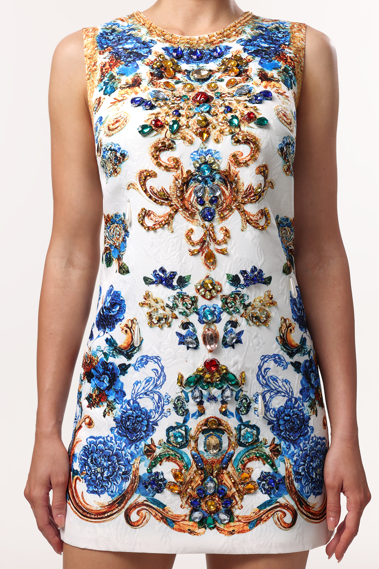 Goldi Classic Tailored Crystal Floral Mini Dress