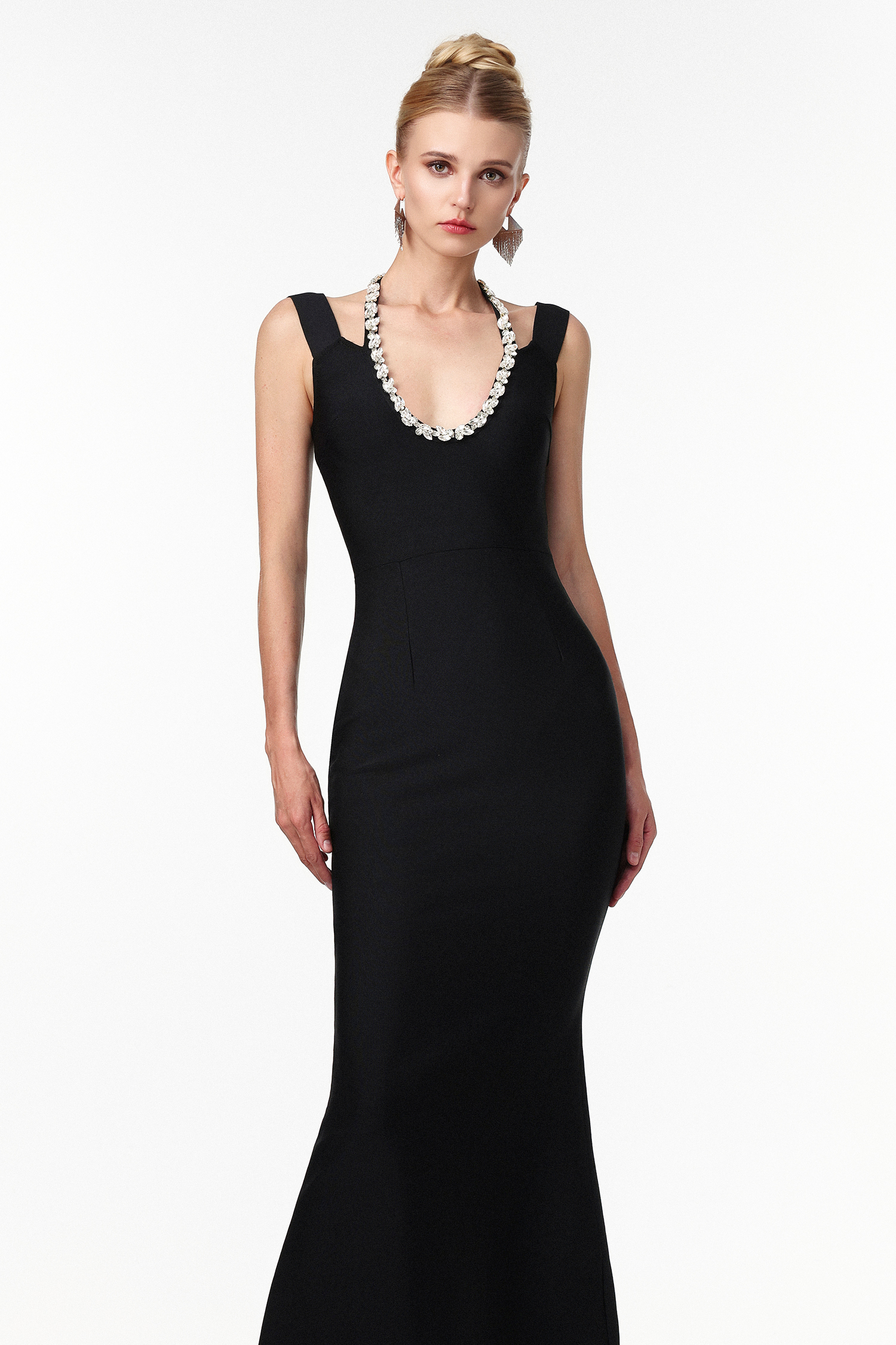 Shannon Sexy Contour Rhinestone Bandage Maxi Dress