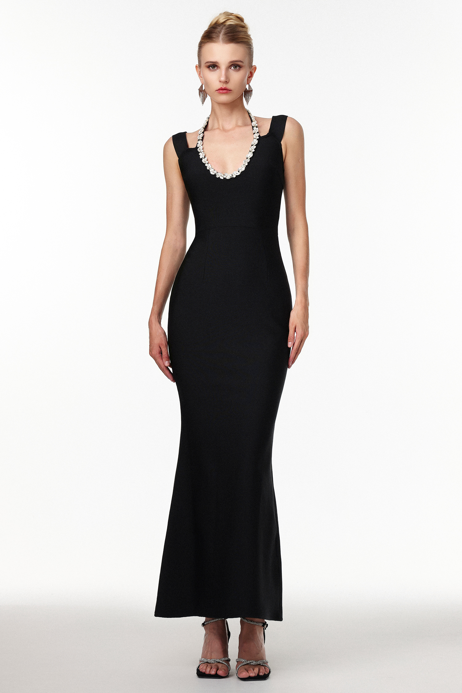 Shannon Sexy Contour Rhinestone Bandage Maxi Dress