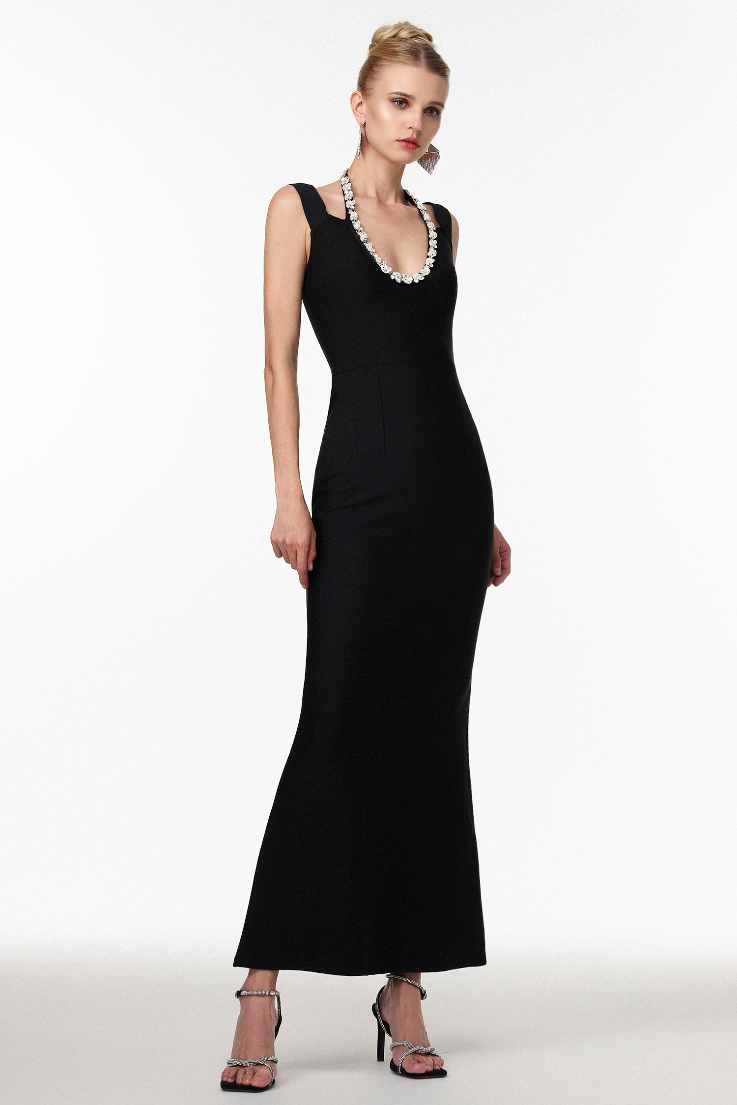 Shannon Sexy Contour Rhinestone Bandage Maxi Dress