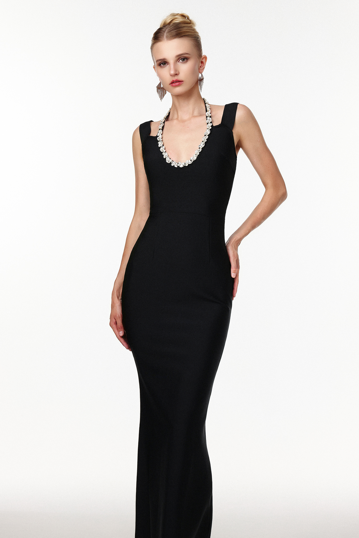 Shannon Sexy Contour Rhinestone Bandage Maxi Dress