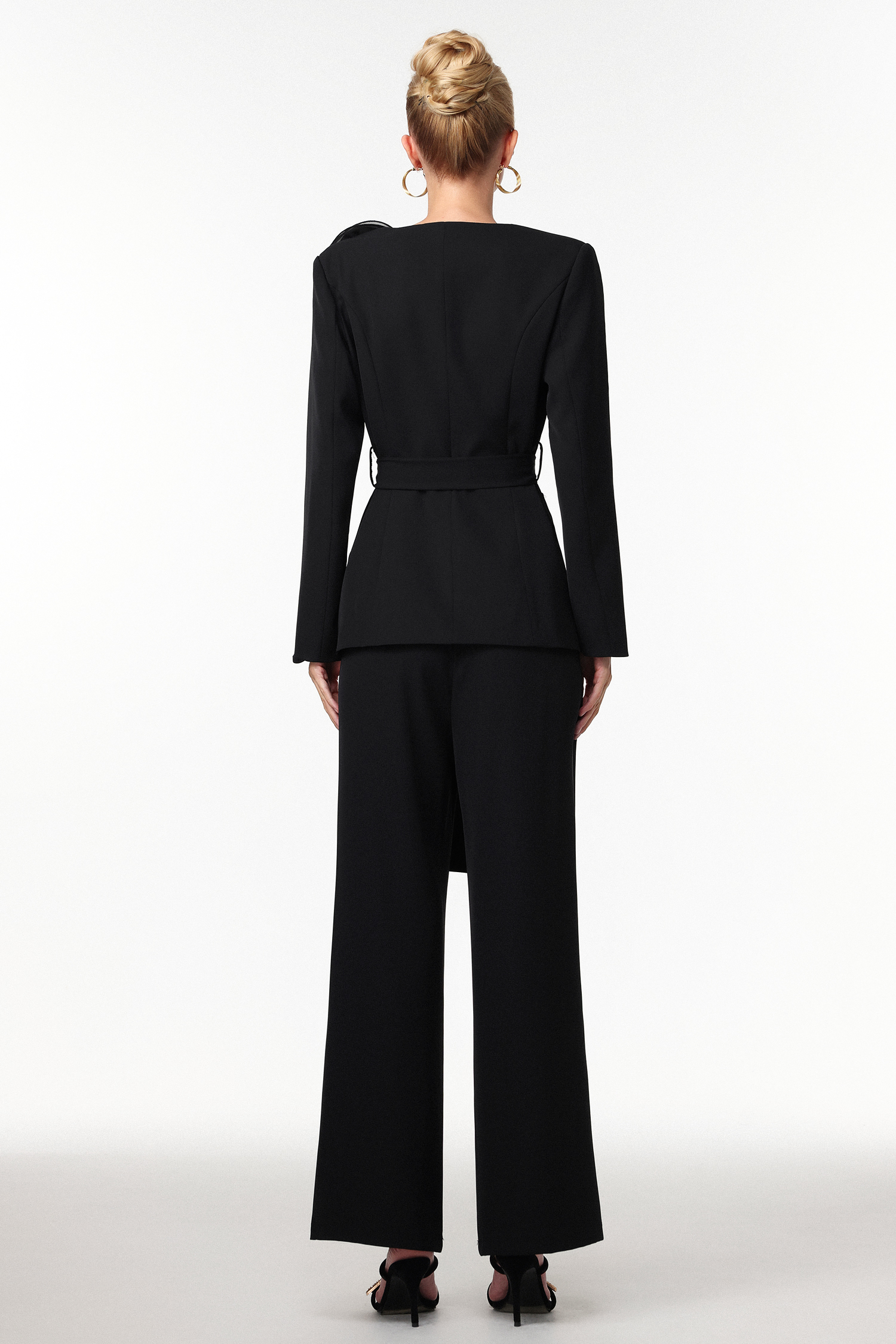 Martine Classic Tailored Long Sleeve Floral Lapel Blazer Two Piece Set