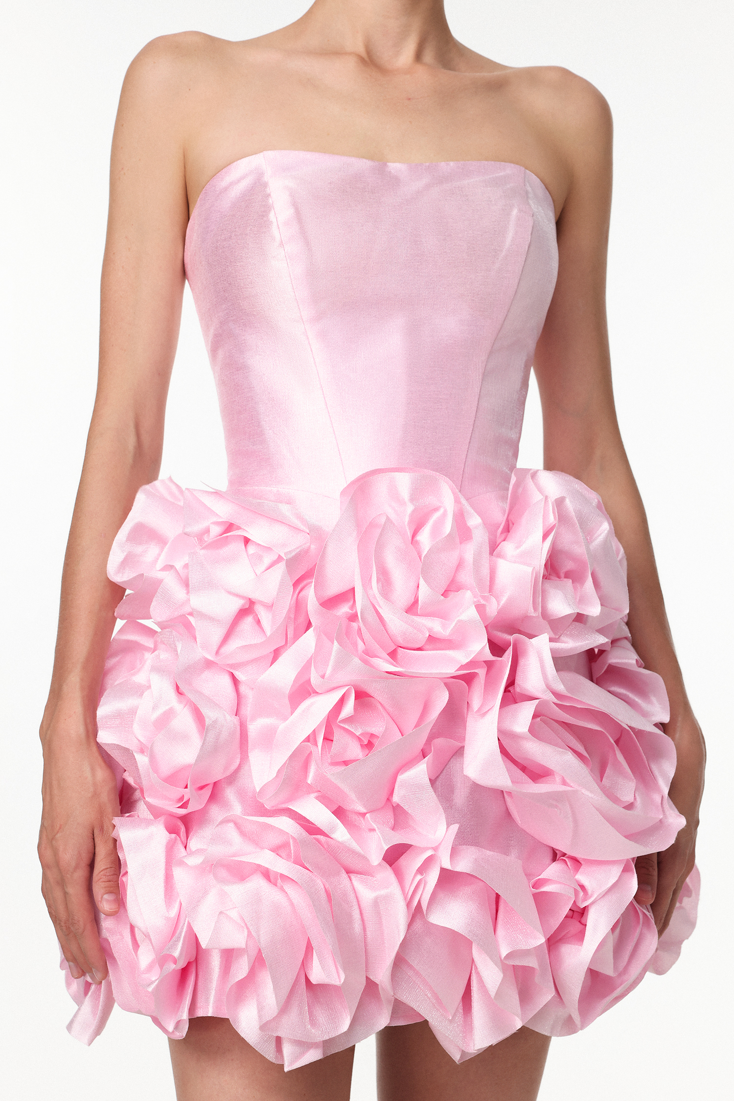 Tiff Romantic Lustrous Strapless Floral Mini Dress
