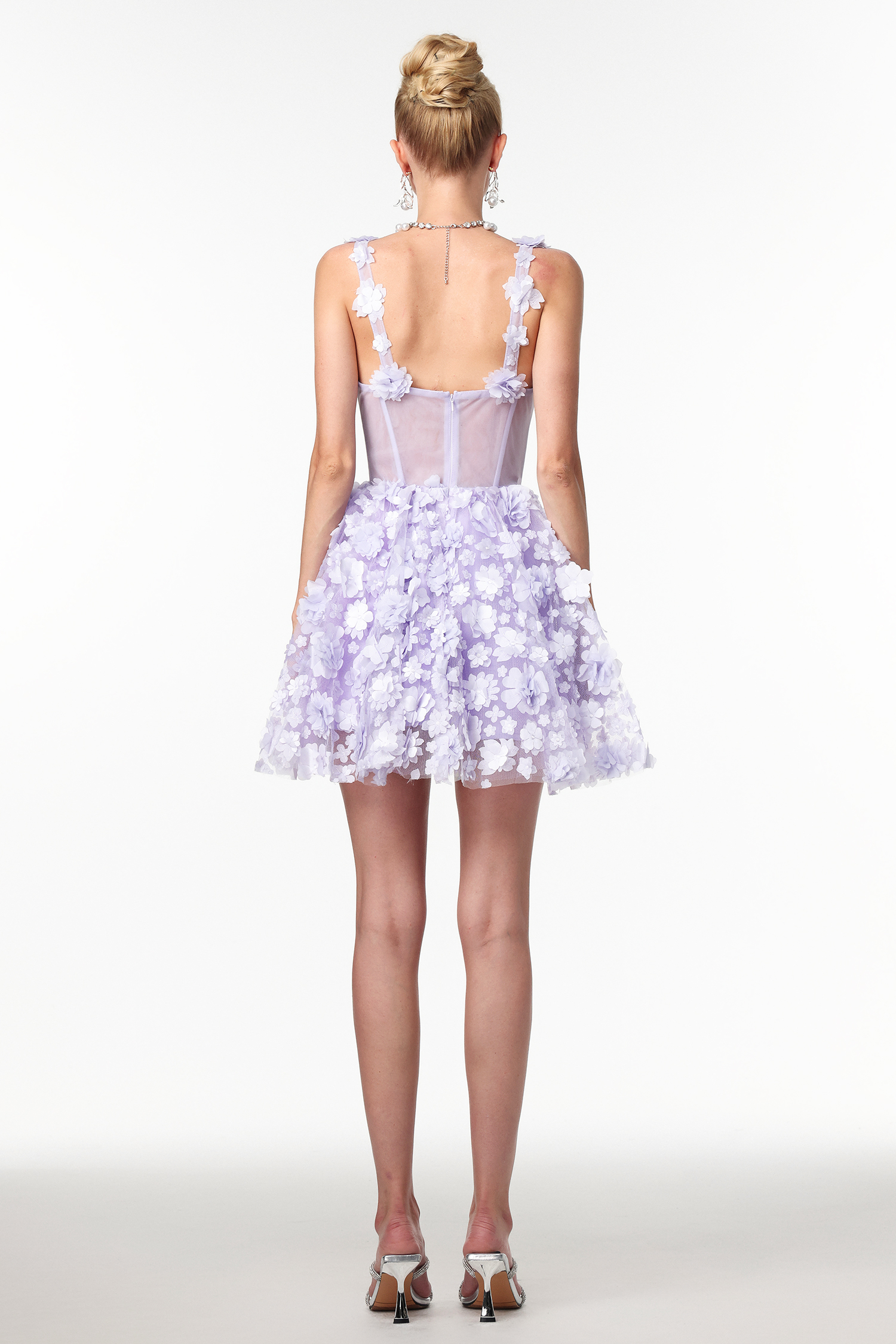 Yuico Romantic Embellished Floral Corset Mini Dress