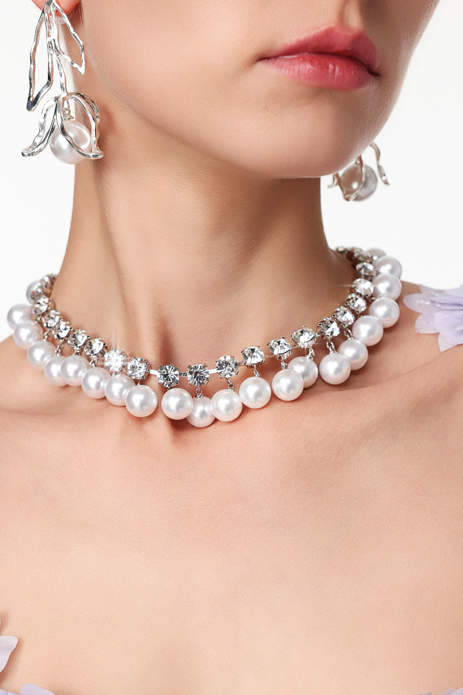 Mary Diamond Pearl Necklace