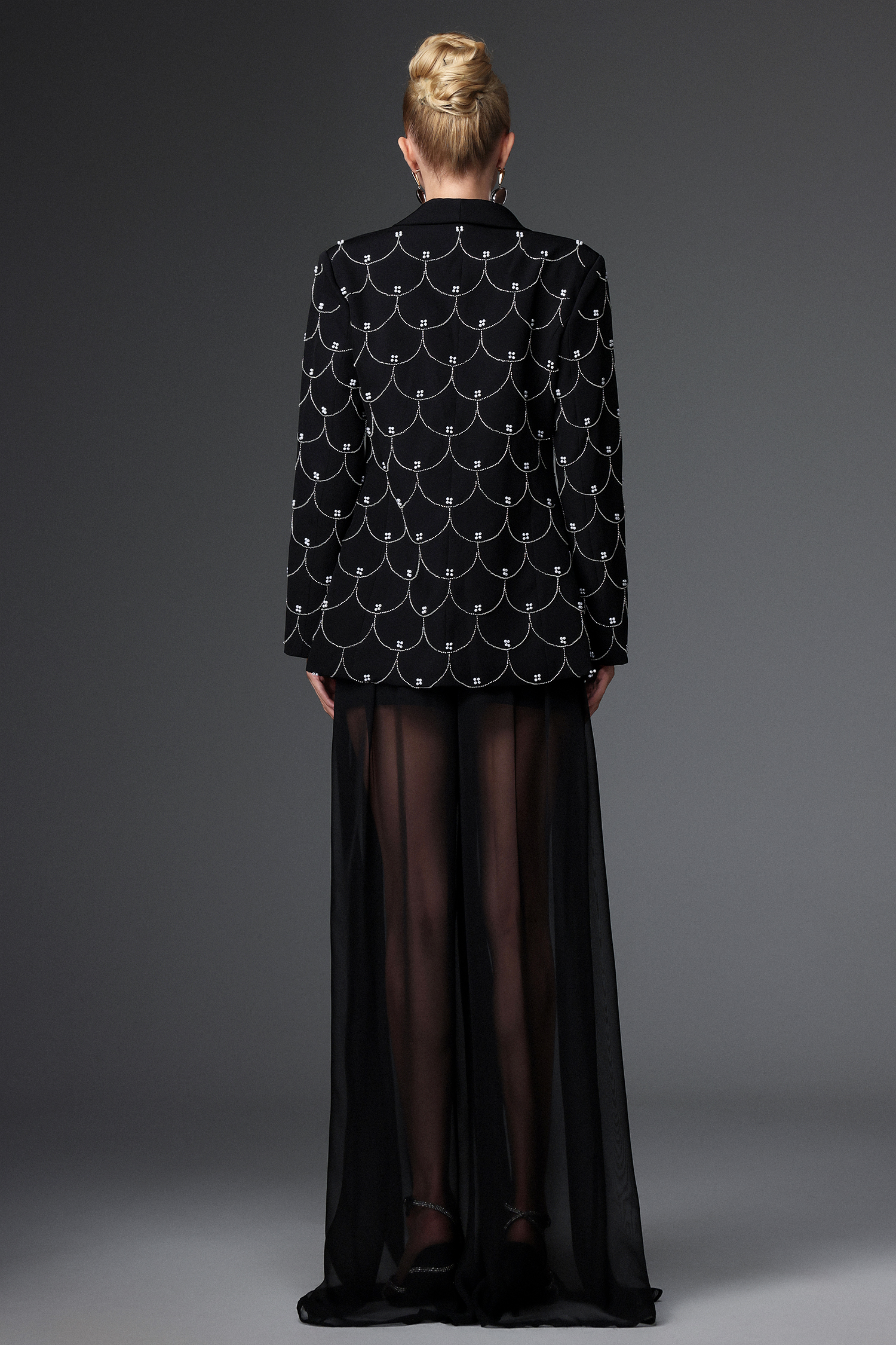 Terela Classic Tailored Long Sleeve Fish Scale Blazer