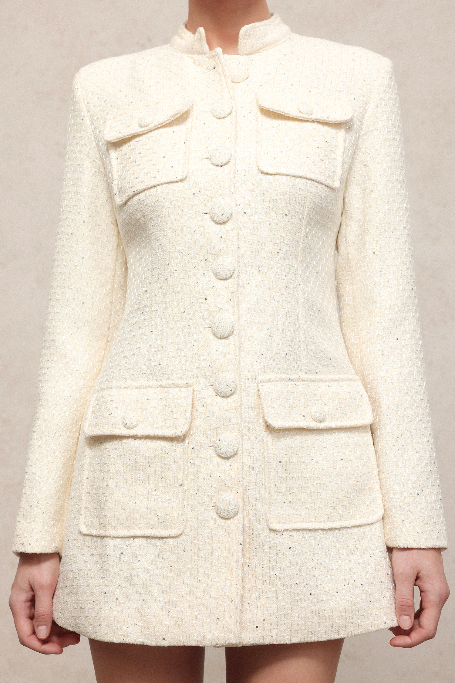 Perrine Chic Waist-Defining Long Sleeve Woven Mini Dress