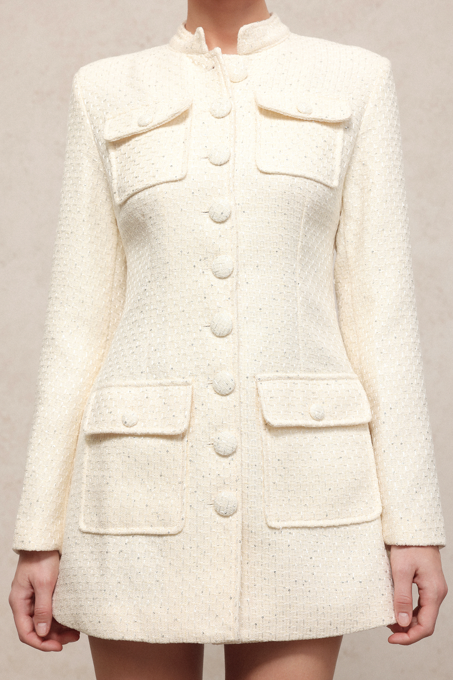 Perrine Chic Waist-Defining Long Sleeve Woven Mini Dress