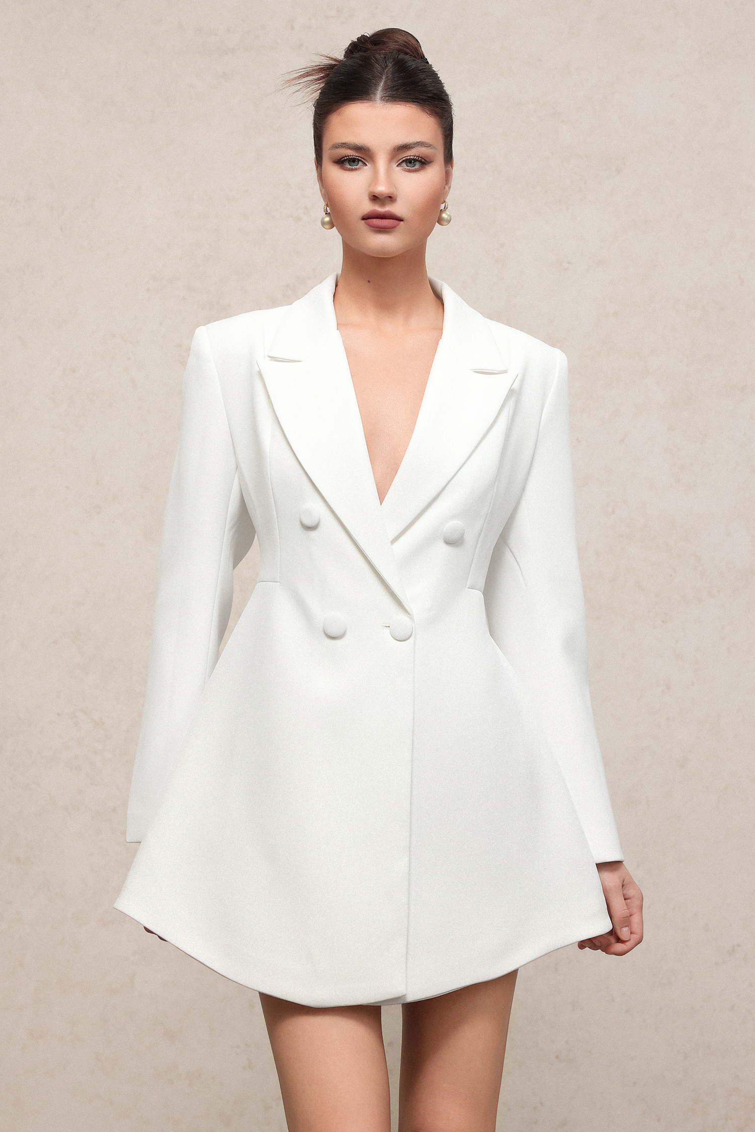 Mayali Elegant Waist-Defining Long Sleeve Woven Mini Dress