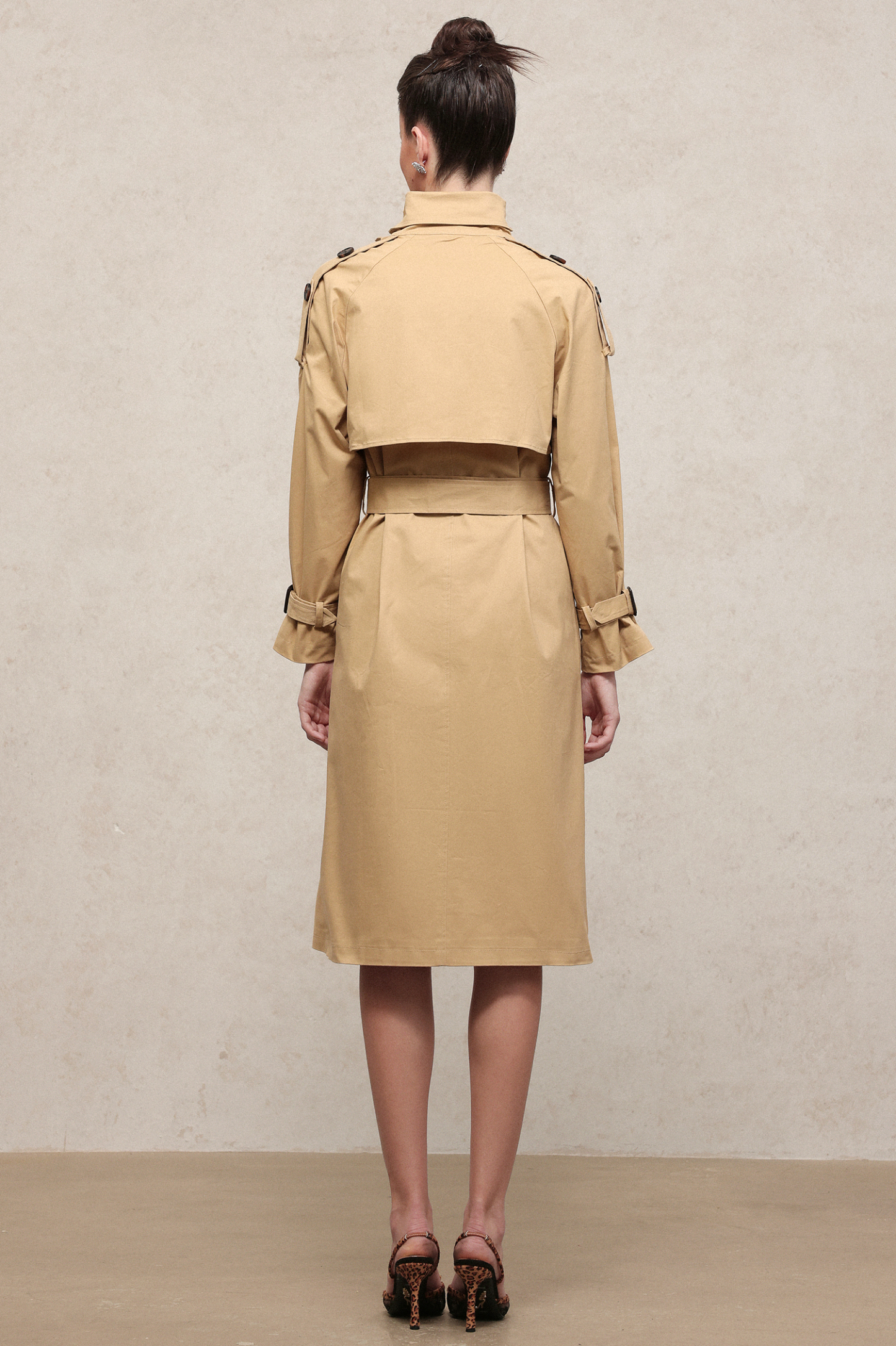 Judith Elegant Tailored Long Sleeve Woven Trench Coat