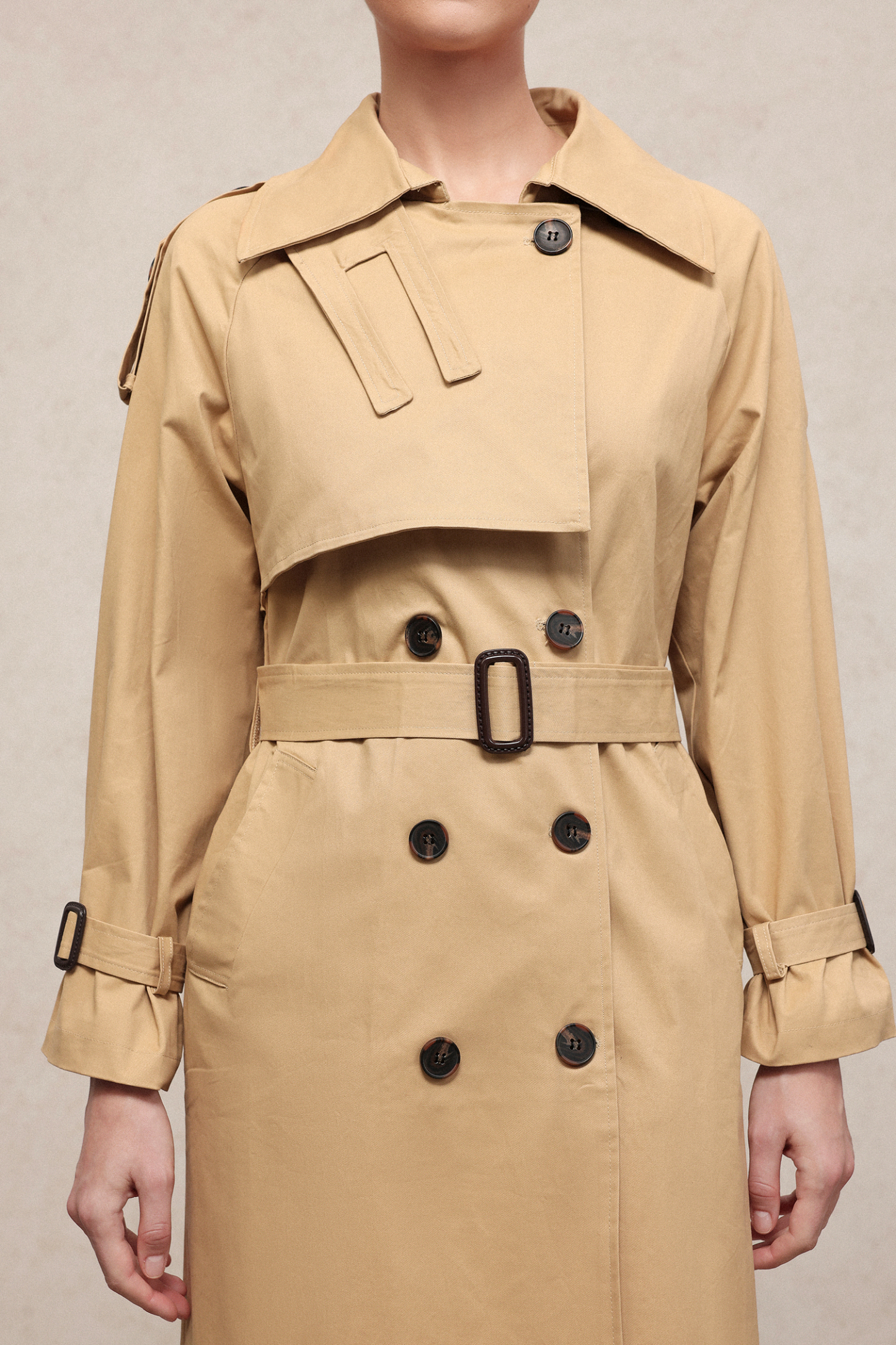 Judith Elegant Tailored Long Sleeve Woven Trench Coat