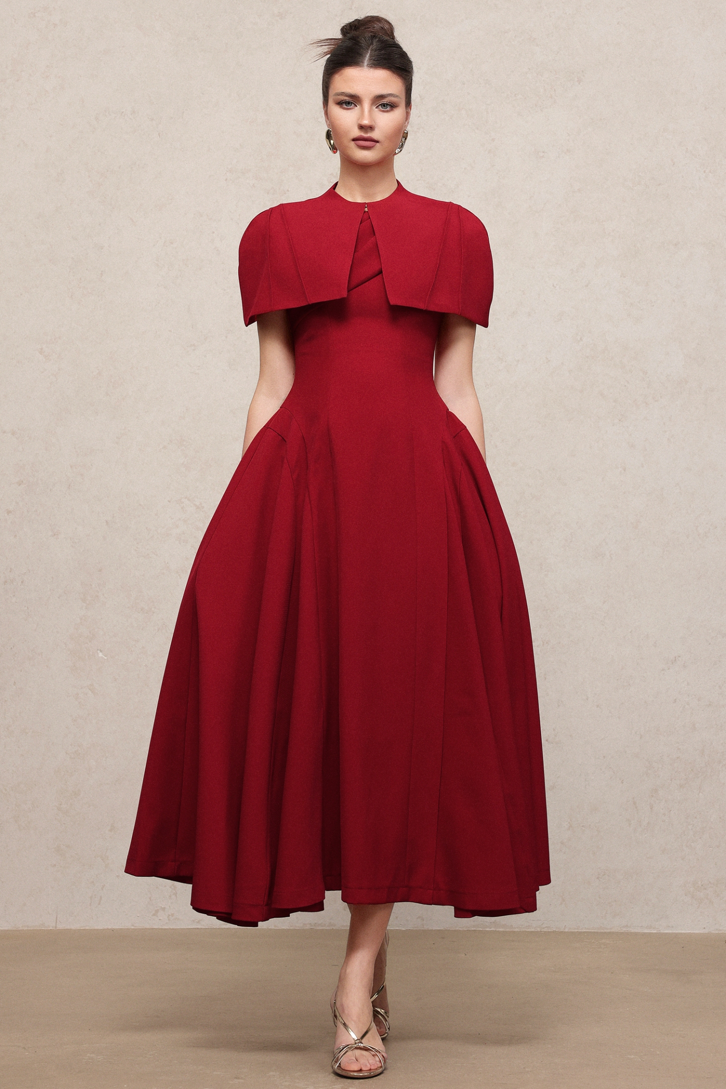 Lennon Classic Tailored Sleeveless Woven Maxi Dress And Cape Two-Piece Set