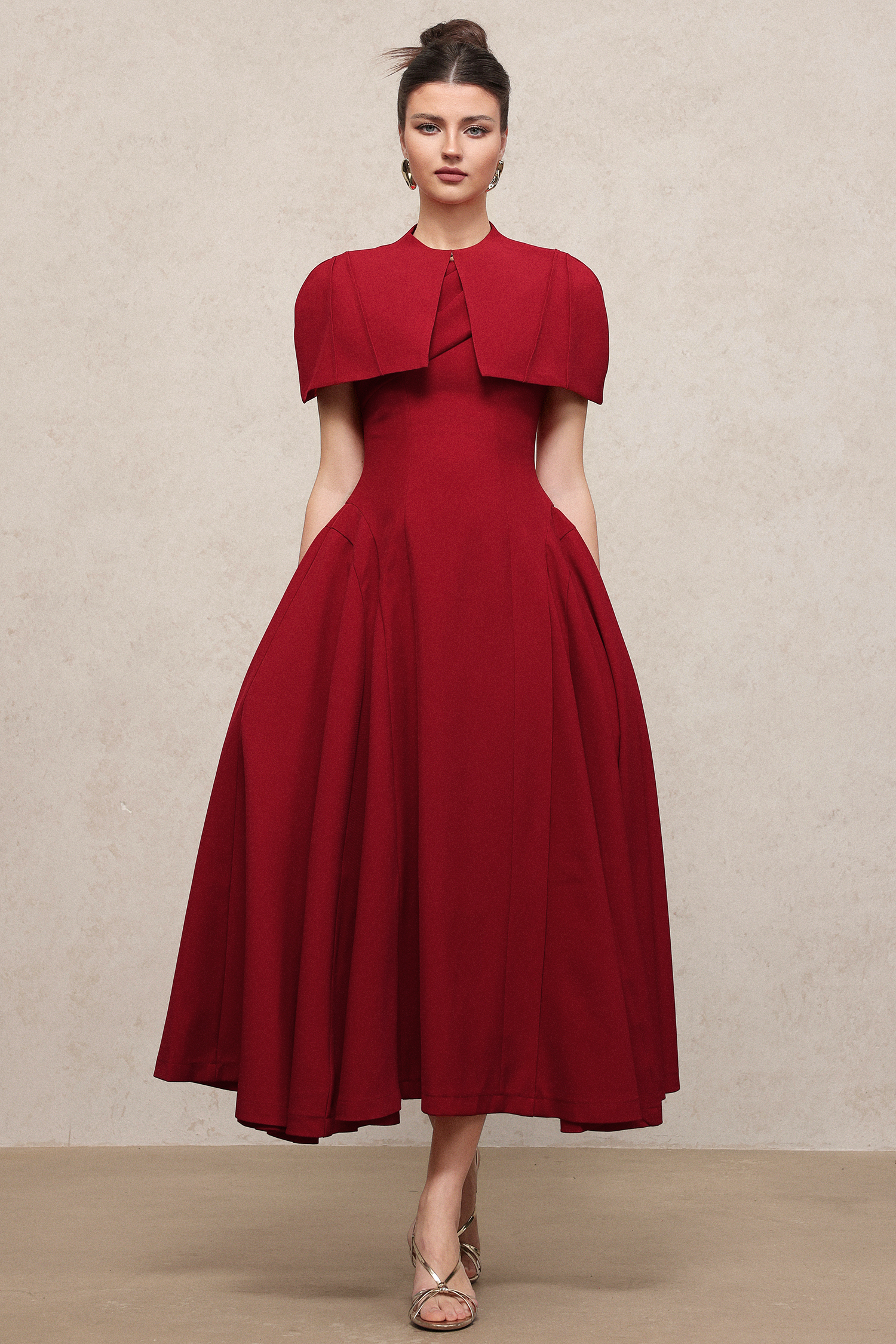 Lennon Classic Tailored Sleeveless Woven Maxi Dress And Cape Two-Piece Set