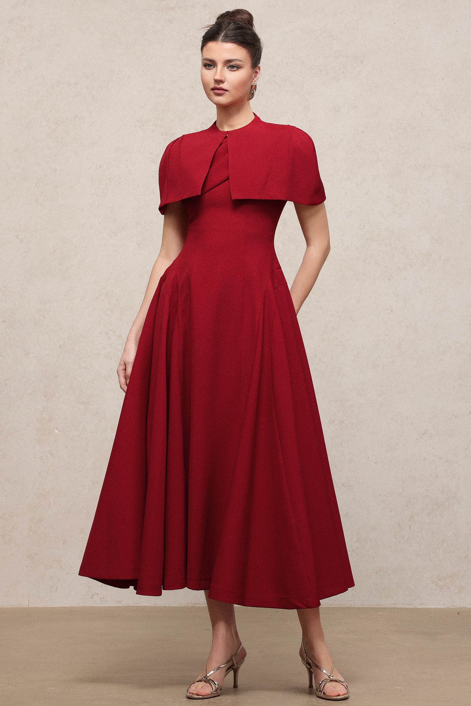 Lennon Classic Tailored Sleeveless Woven Maxi Dress And Cape Two-Piece Set