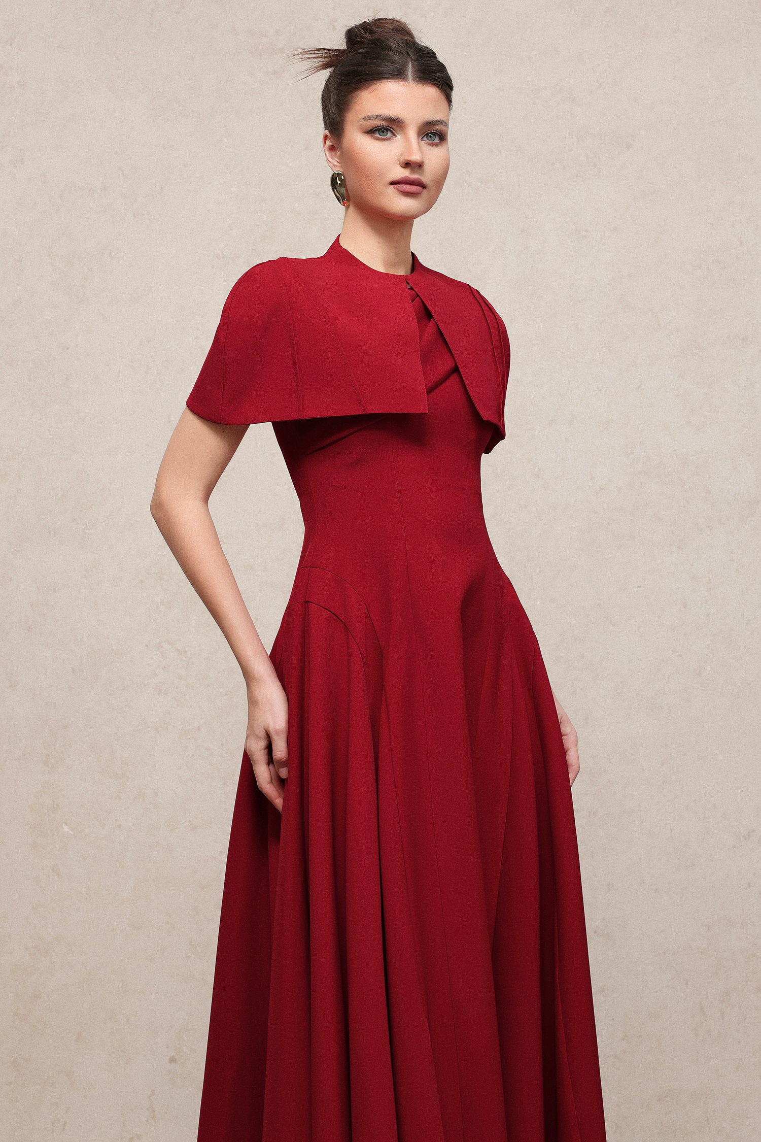 Lennon Classic Tailored Sleeveless Woven Maxi Dress And Cape Two-Piece Set