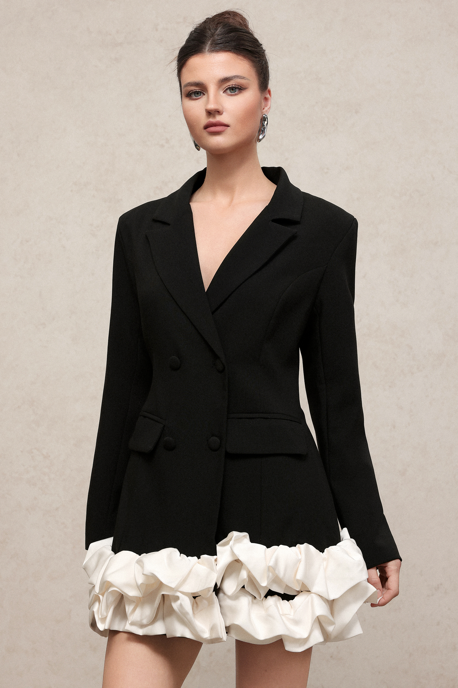 Leonie Elegant Tailored Long Sleeve Woven Mini Dress – Bellabarnett