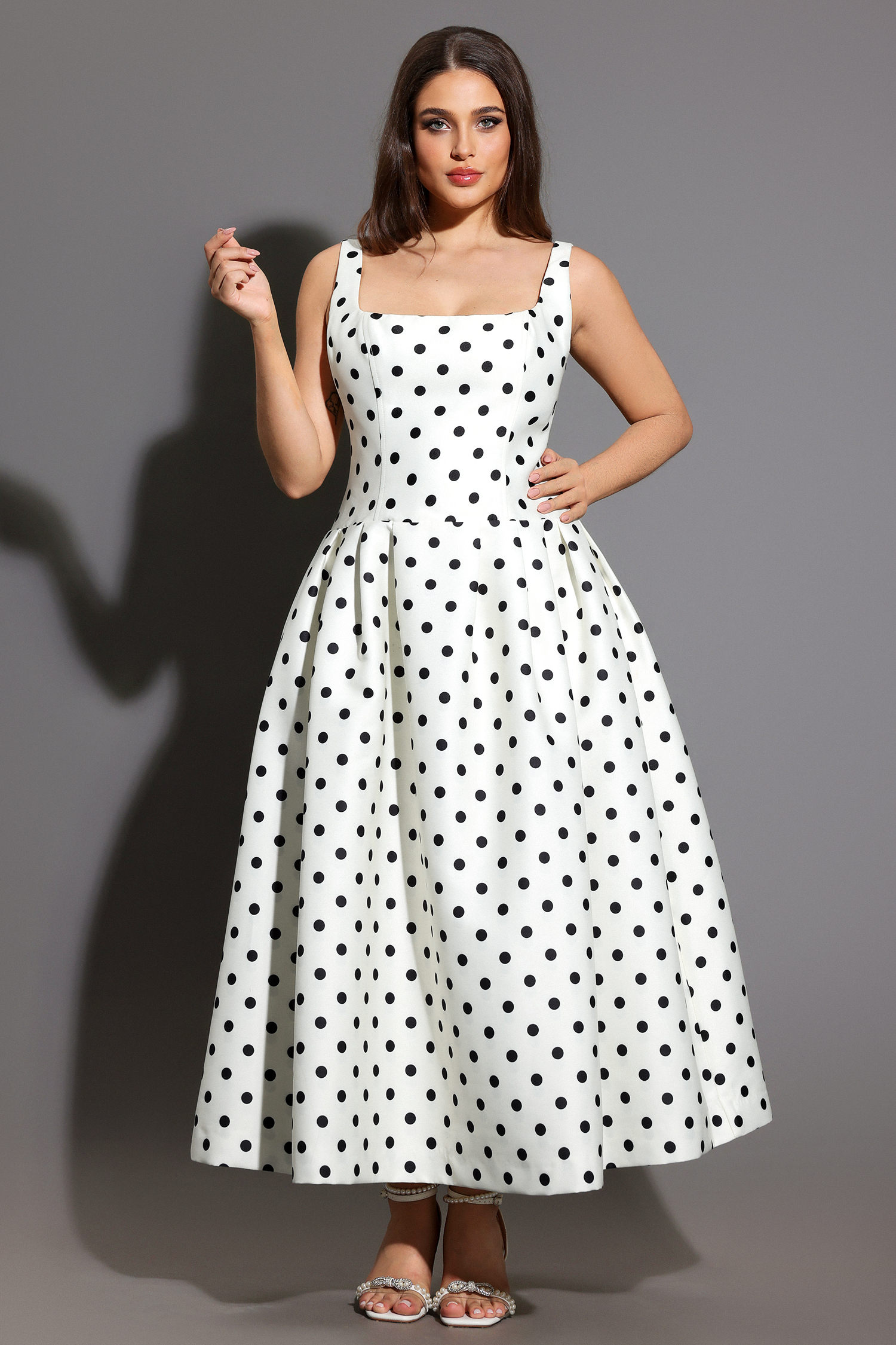Zada Sleeveless Wave Point Maxi Dress – Bellabarnett