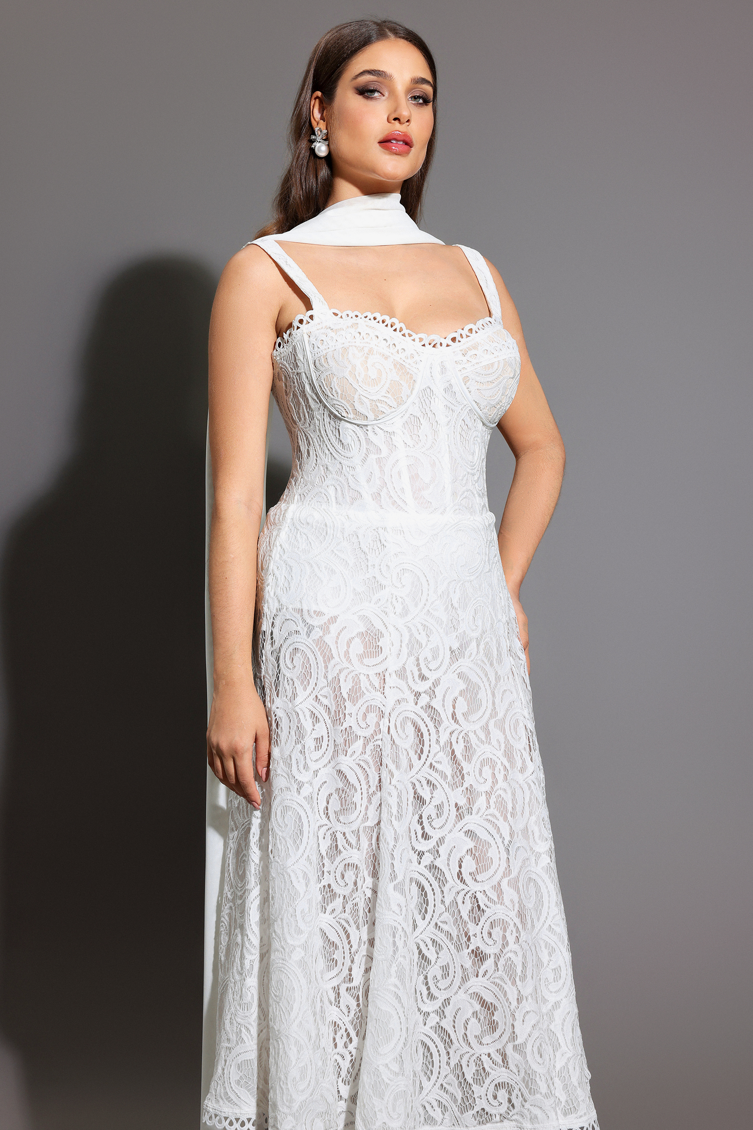 Junya Lace Corset Sleeveless Midi Dress