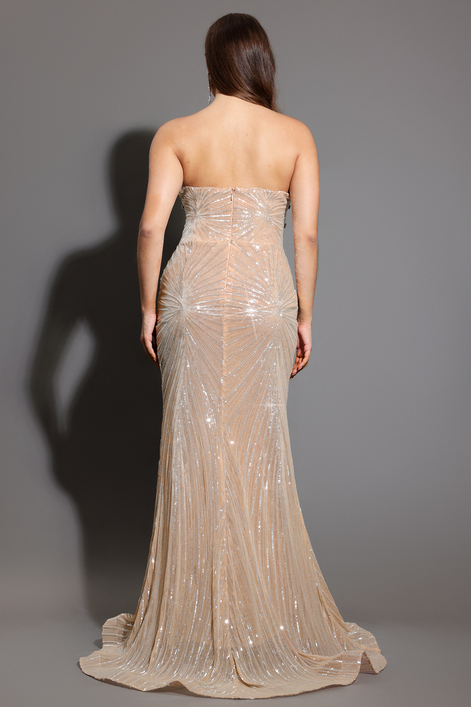 Kori Strapless Diamond Sequins Maxi Dress