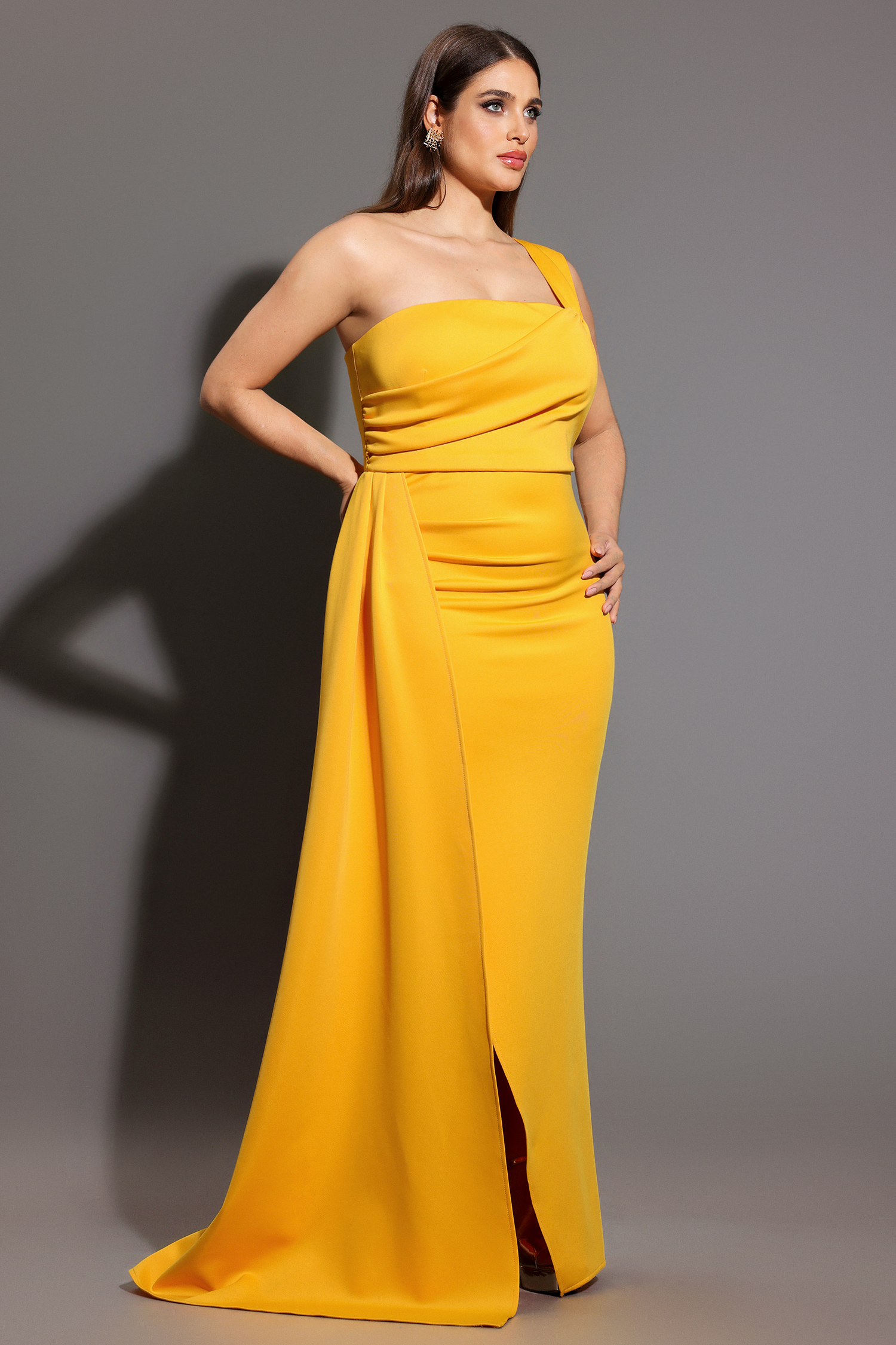 Olapa One Shoulder Slit Maxi Dress