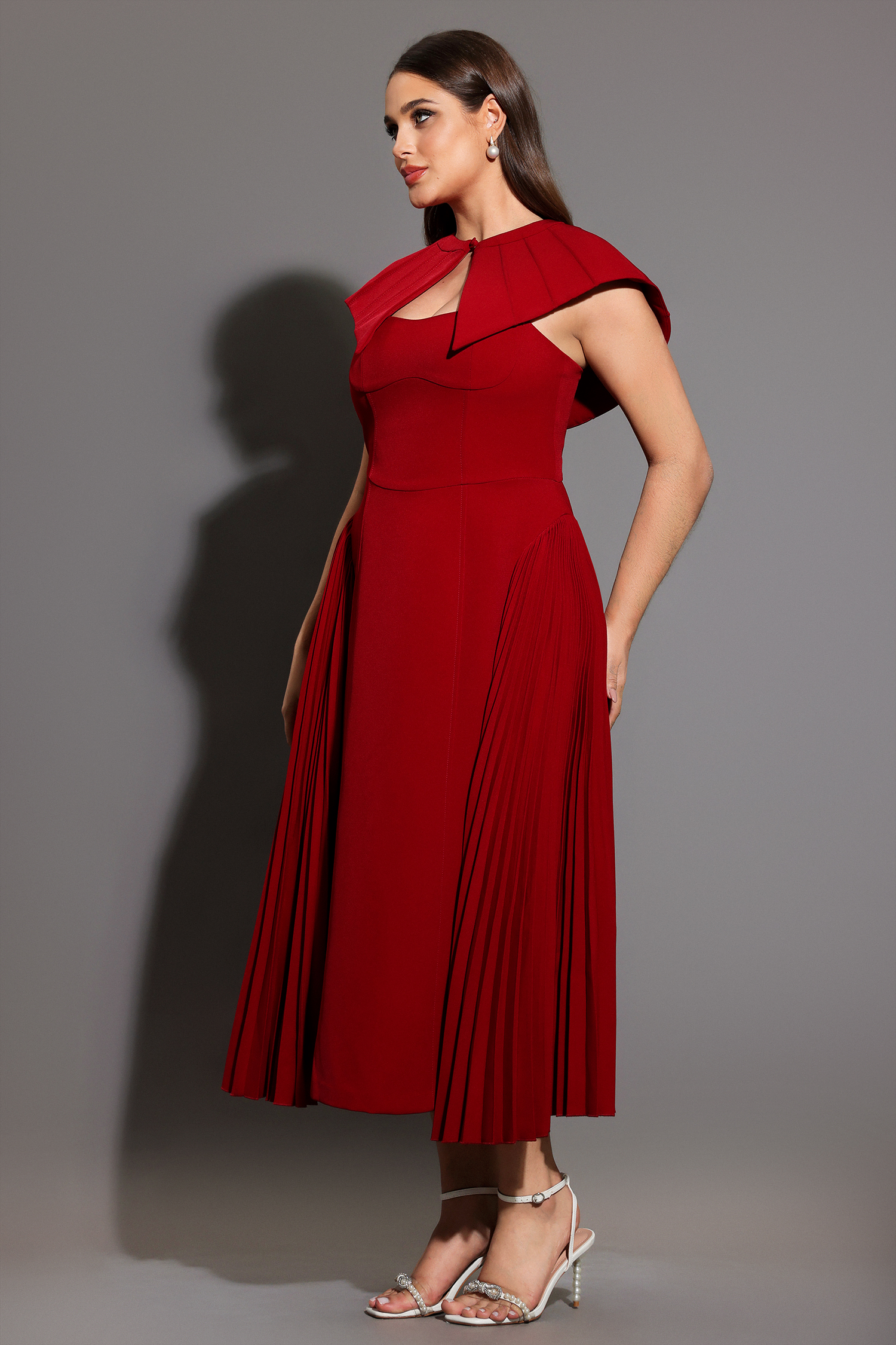 Verna Halter Folds Maxi Dress
