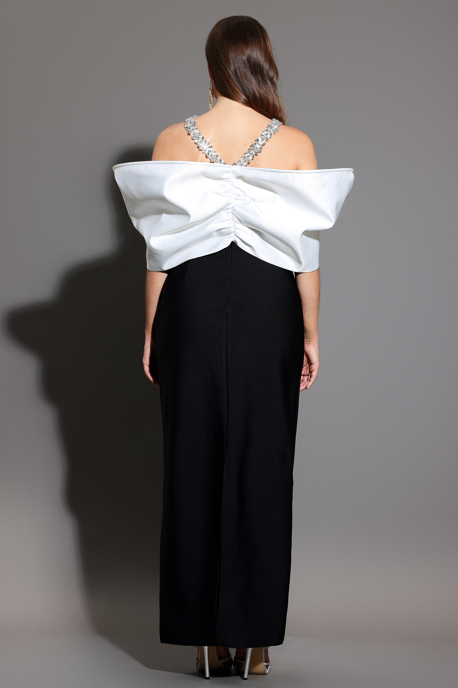 Lucifa Halter Sleeveless Bow Diamond Ribbon Bandage Maxi Dress