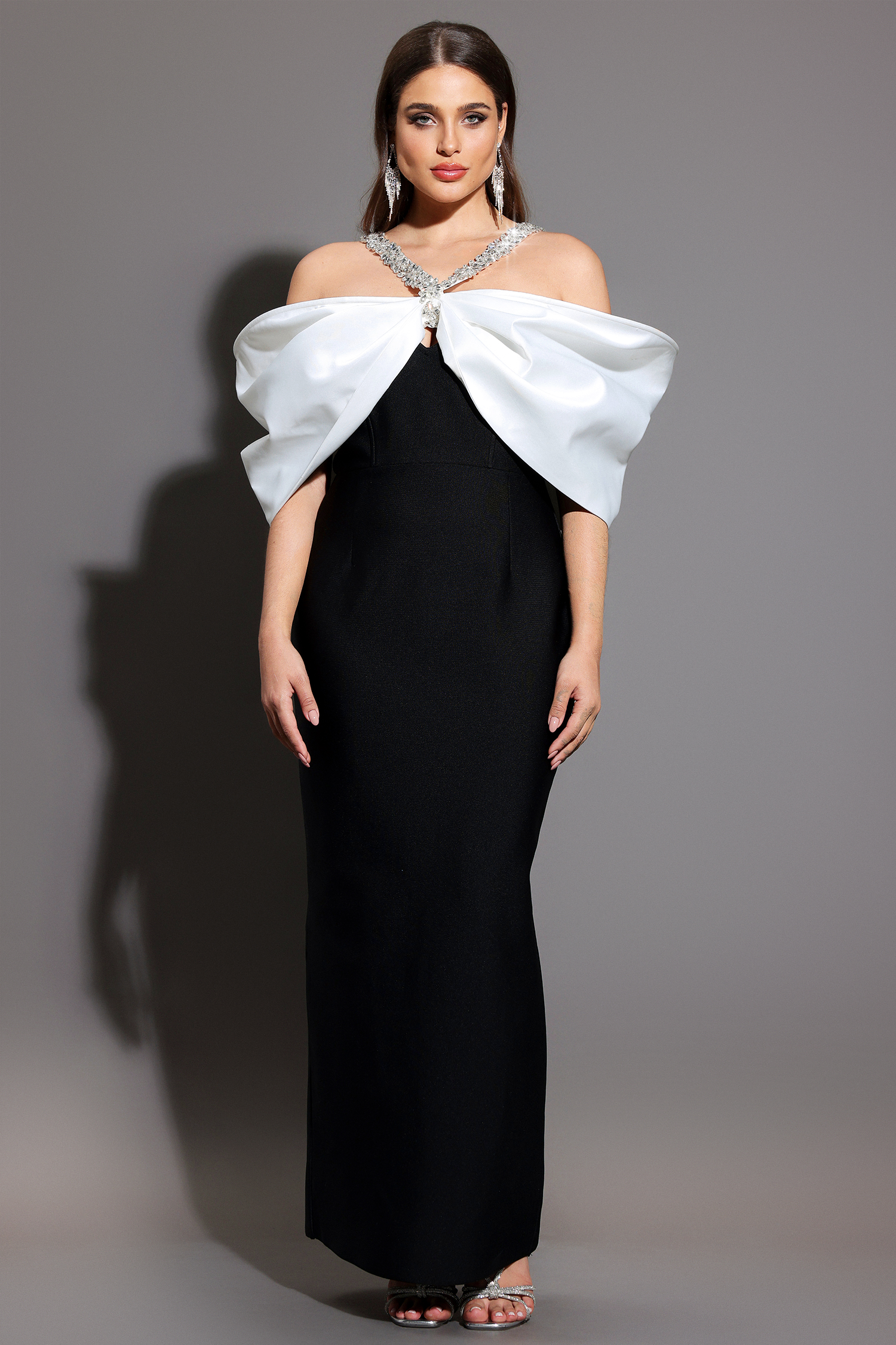 Lucifa Halter Sleeveless Bow Diamond Ribbon Bandage Maxi Dress