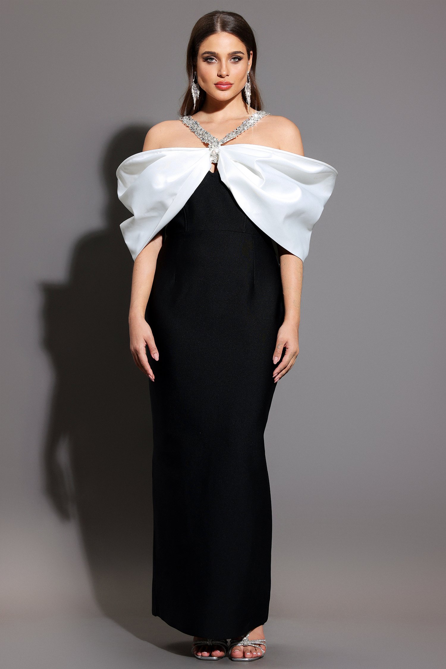 Lucifa Halter Sleeveless Bow Diamond Ribbon Bandage Maxi Dress