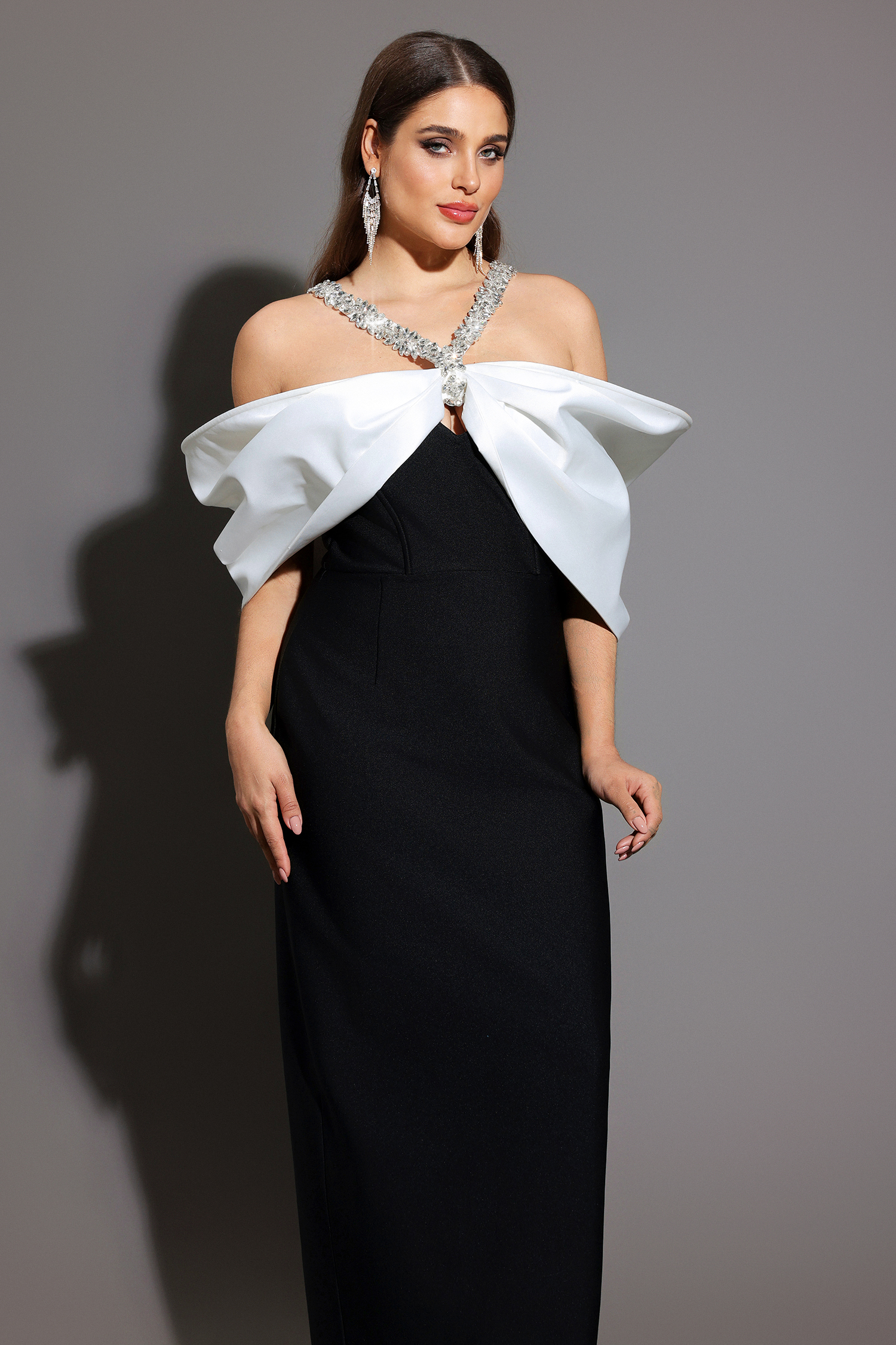 Lucifa Halter Sleeveless Bow Diamond Ribbon Bandage Maxi Dress