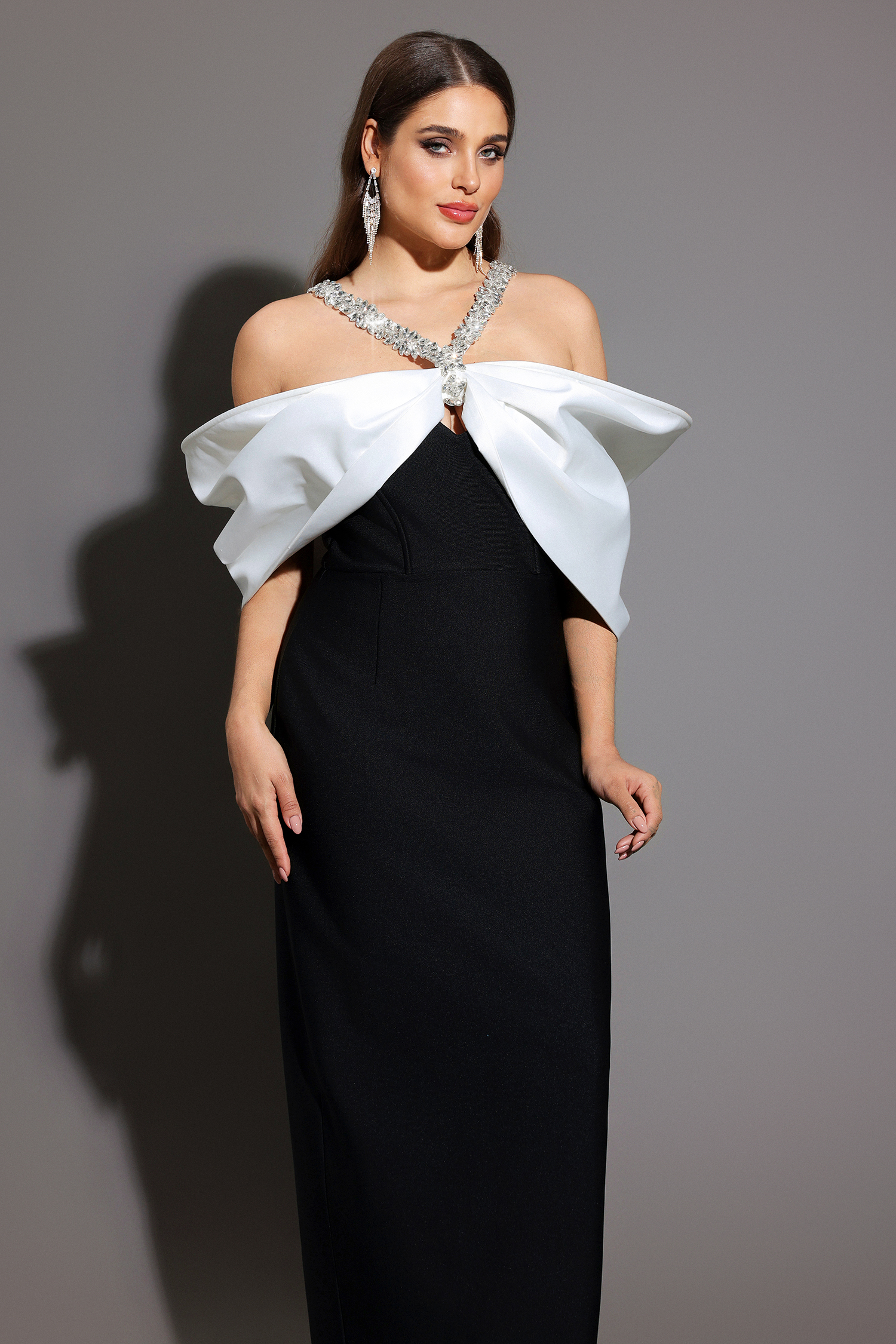 Lucifa Halter Sleeveless Bow Diamond Ribbon Bandage Maxi Dress