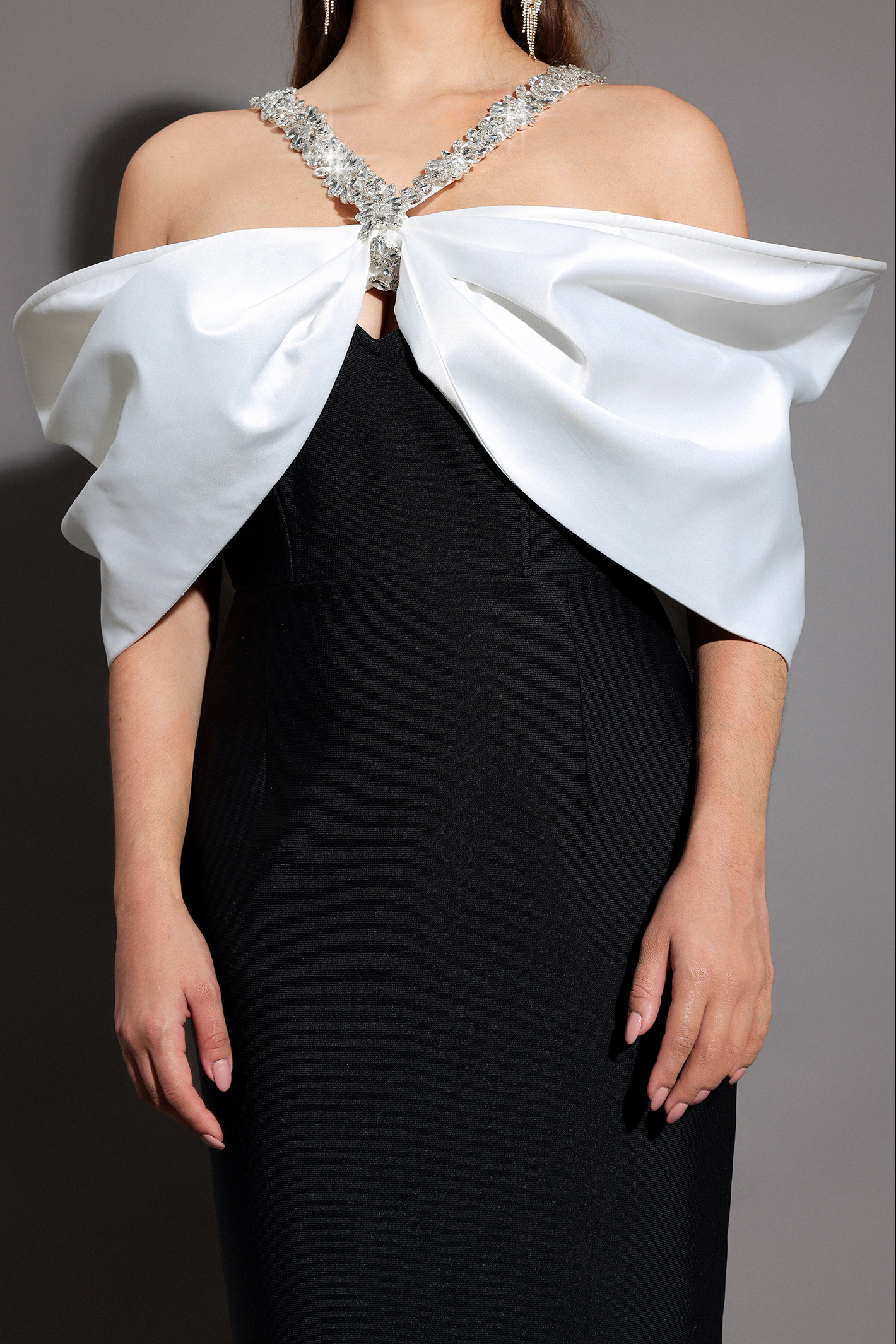 Lucifa Halter Sleeveless Bow Diamond Ribbon Bandage Maxi Dress