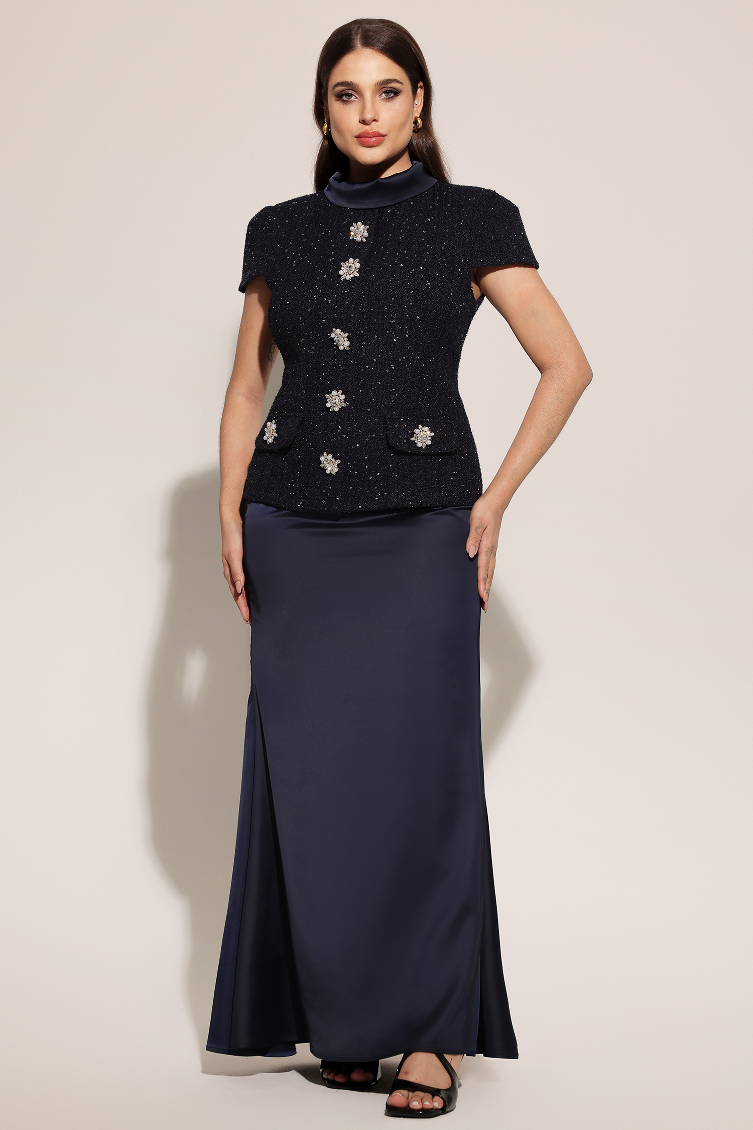 Isabeau Short Sleeve Round Neck Maxi Two-Piece Set