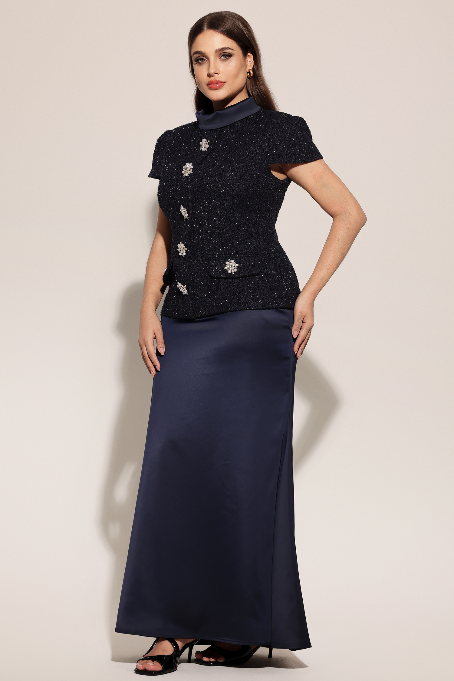 Isabeau Short Sleeve Round Neck Maxi Two-Piece Set