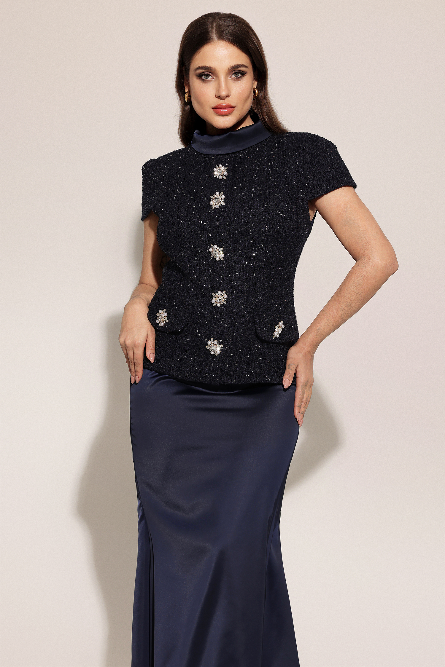 Isabeau Short Sleeve Round Neck Maxi Two-Piece Set