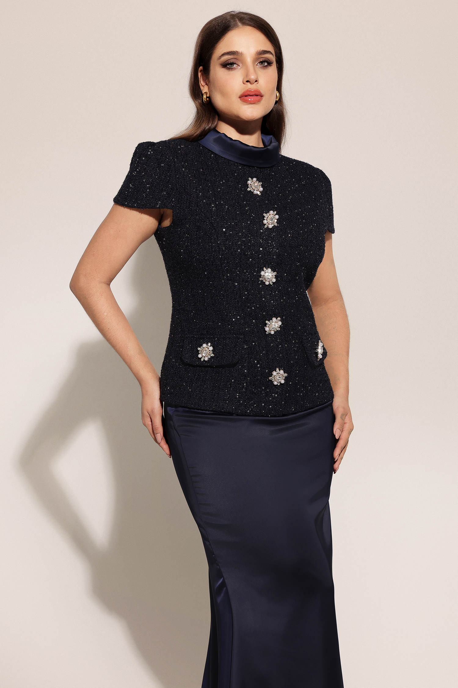 Isabeau Short Sleeve Round Neck Maxi Two-Piece Set