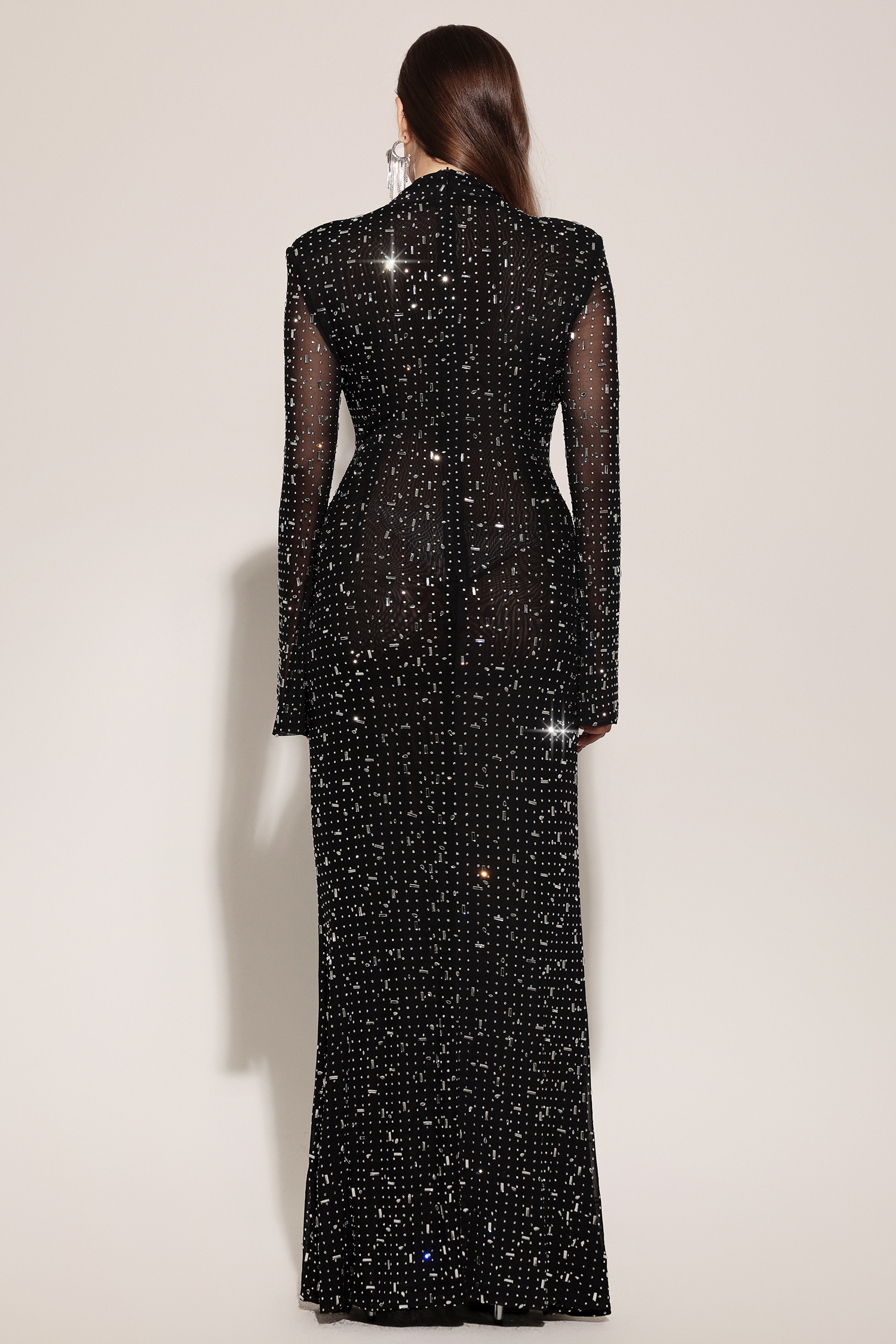 Eurien Choker Long Sleeve Diamond Maxi Dress