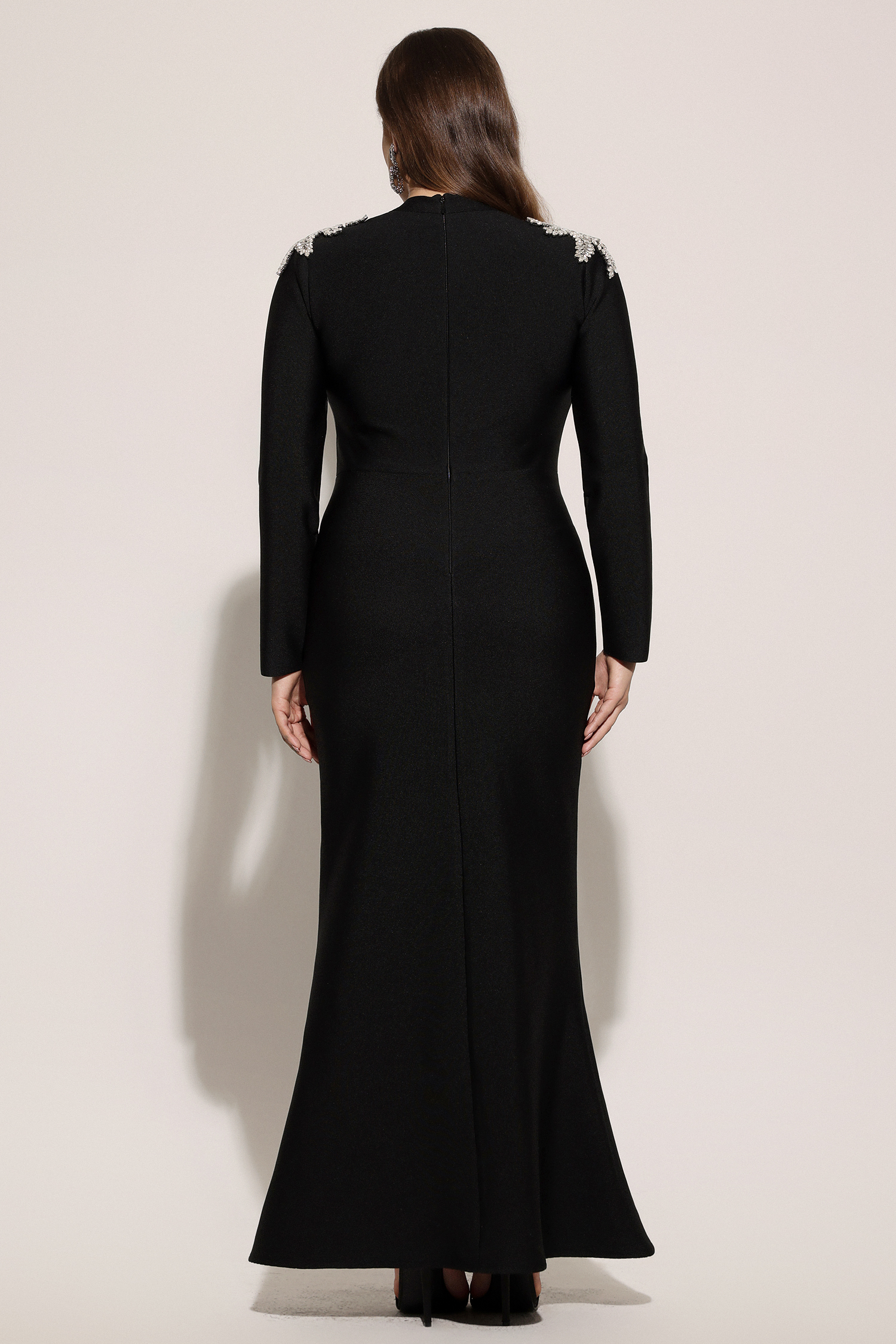 Saloha Long Sleeves Diamond Slit Fish Tail Bandage Maxi Dress