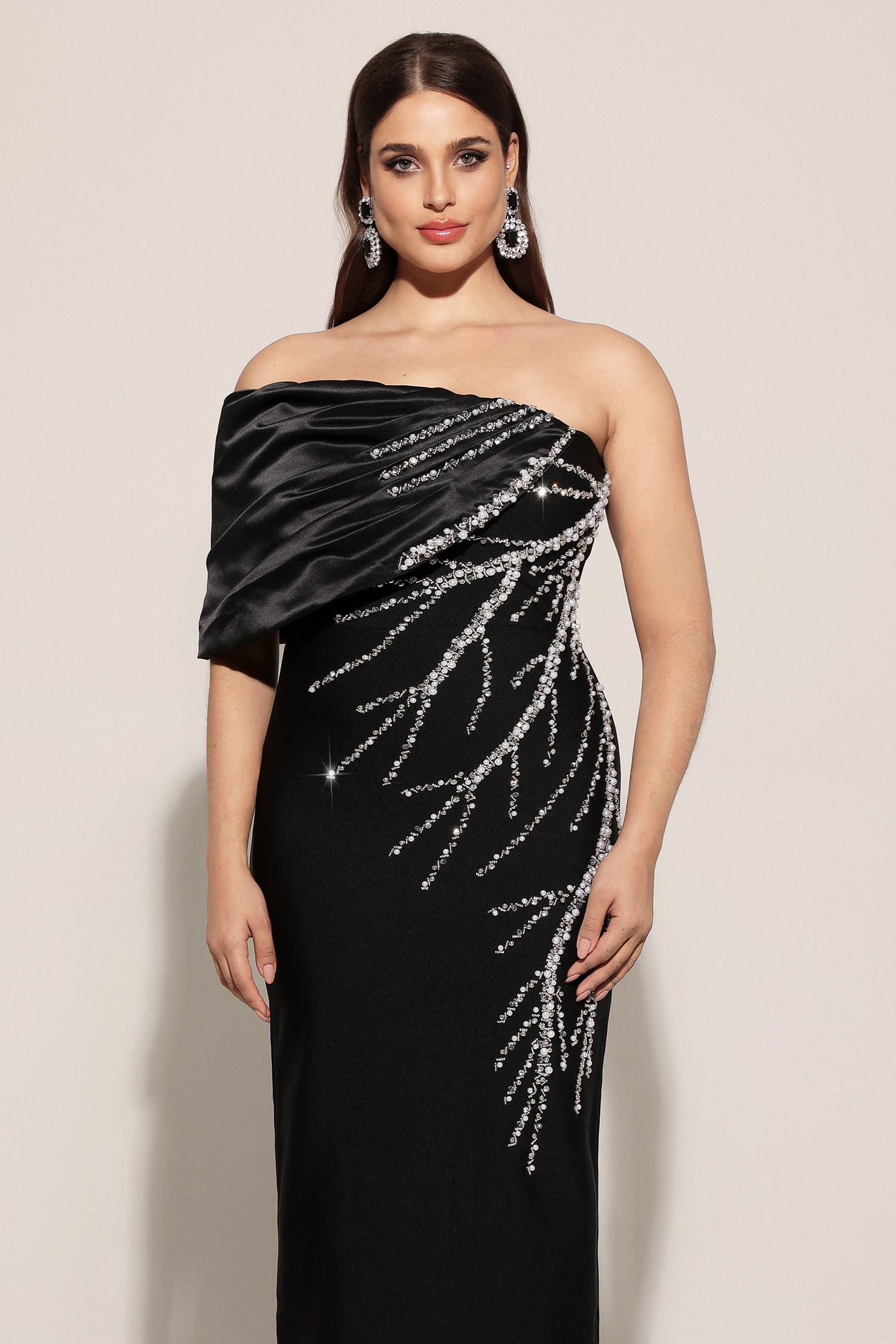 Zaha One Shoulder Sleeveless Diamond Bandage Maxi Dress