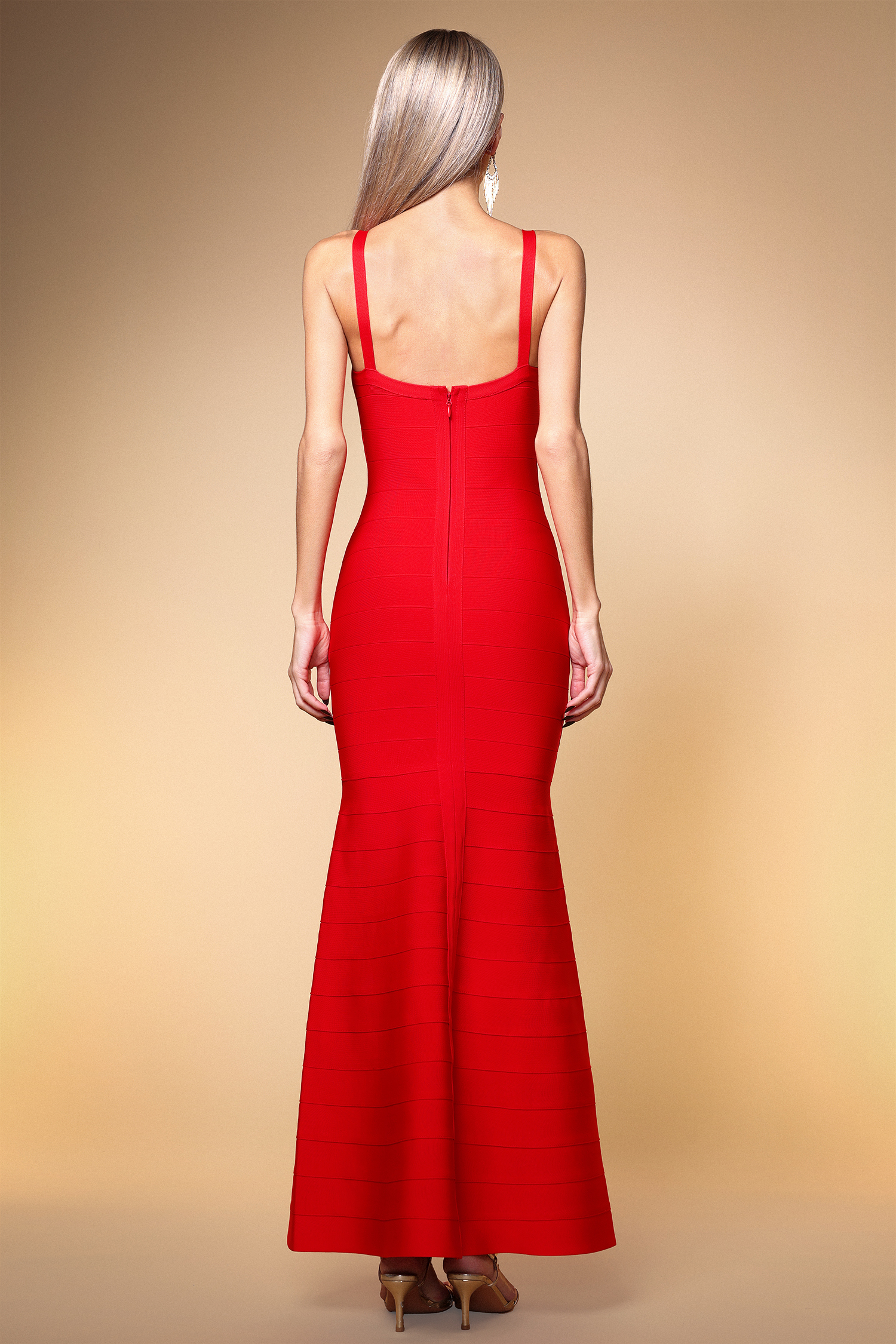 Tiza Sexy Contour V Neck Bandage Maxi Dress