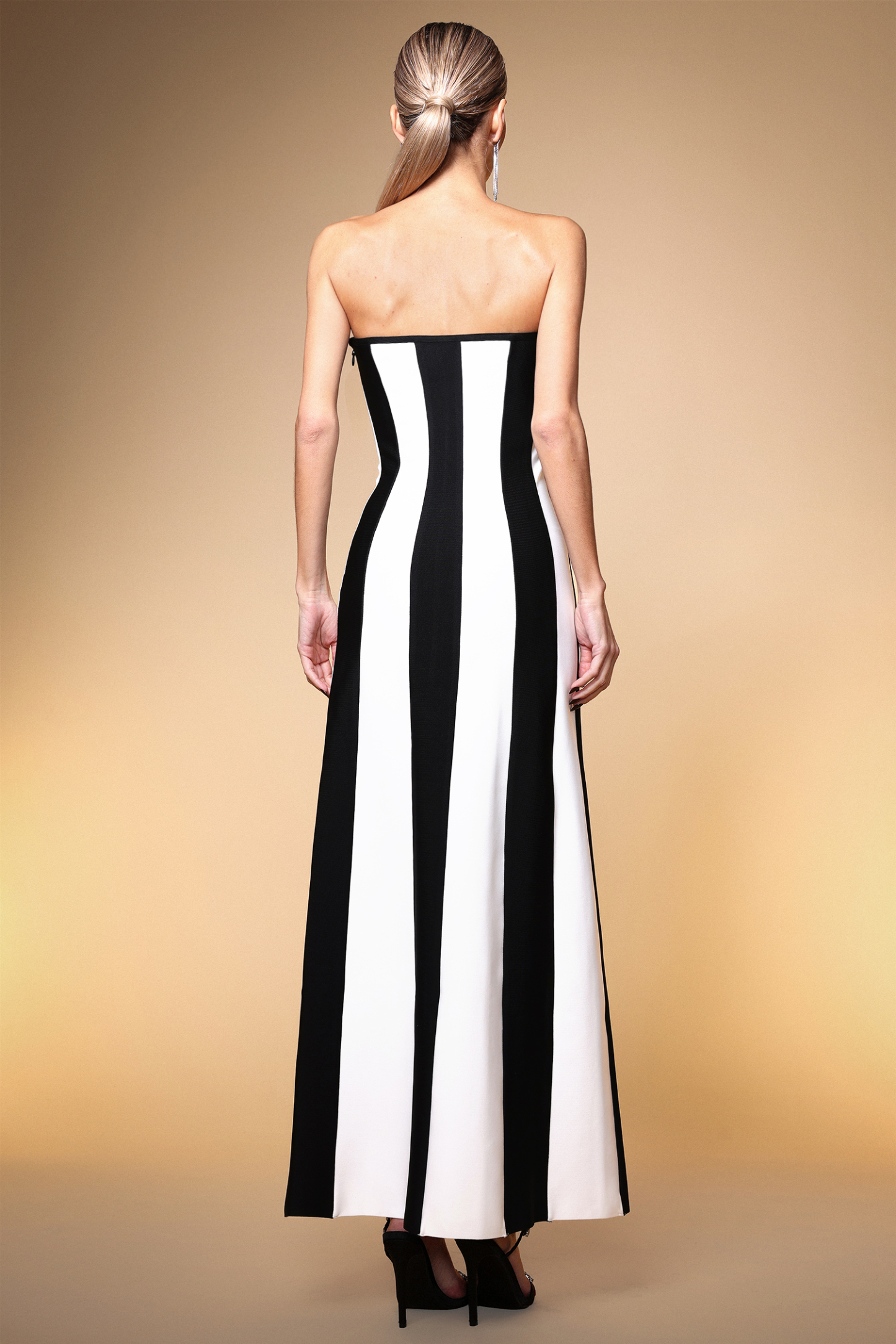 Wenrey Sleeveless Stripe Bandage Maxi Dress